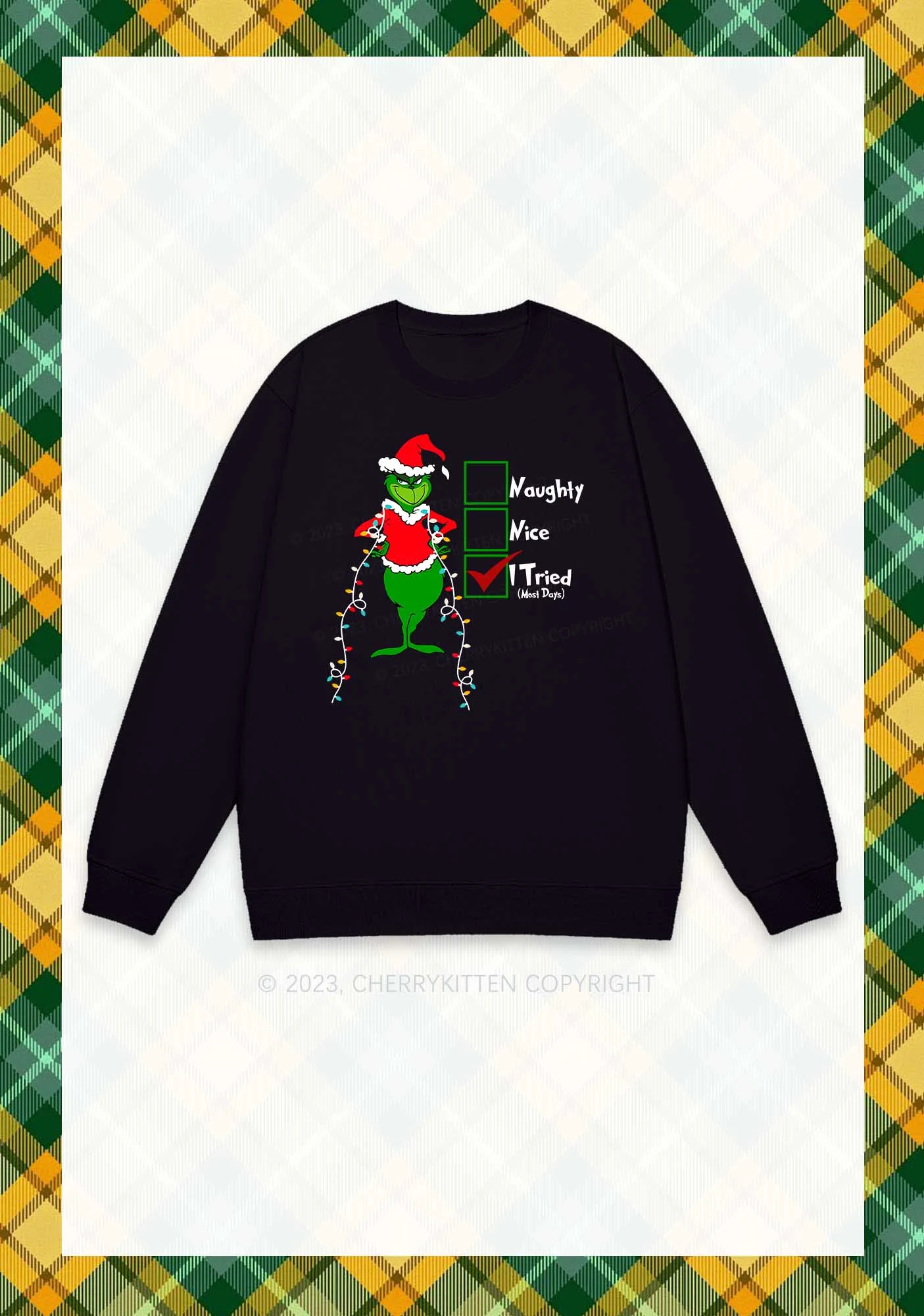 I Tried Most Days Christmas Y2K Sweatshirt Cherrykitten - Image 4