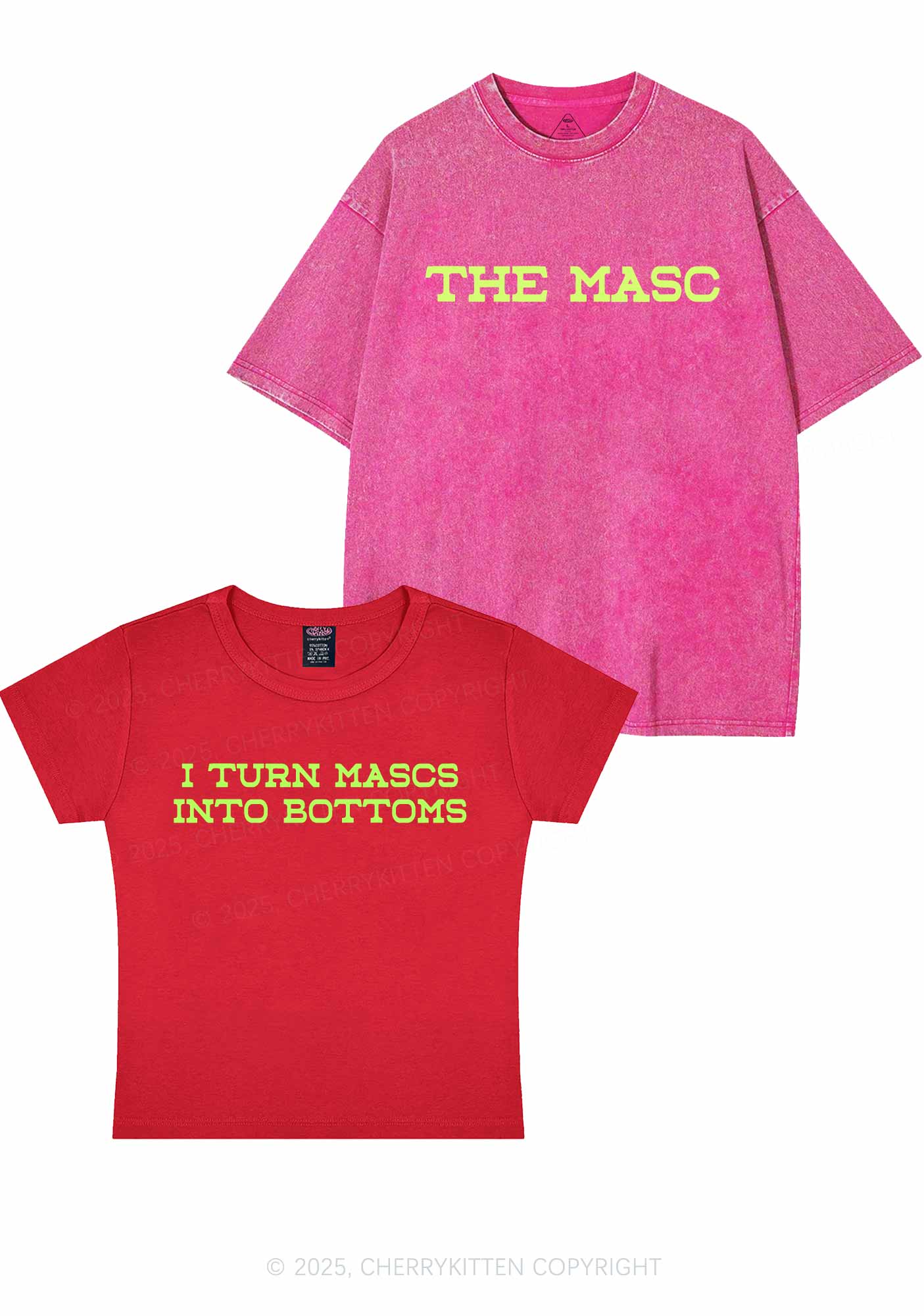 I Turn Mascs Into Bottoms Pride Y2K Valentine's Day Couple Shirt Cherrykitten - Image 5