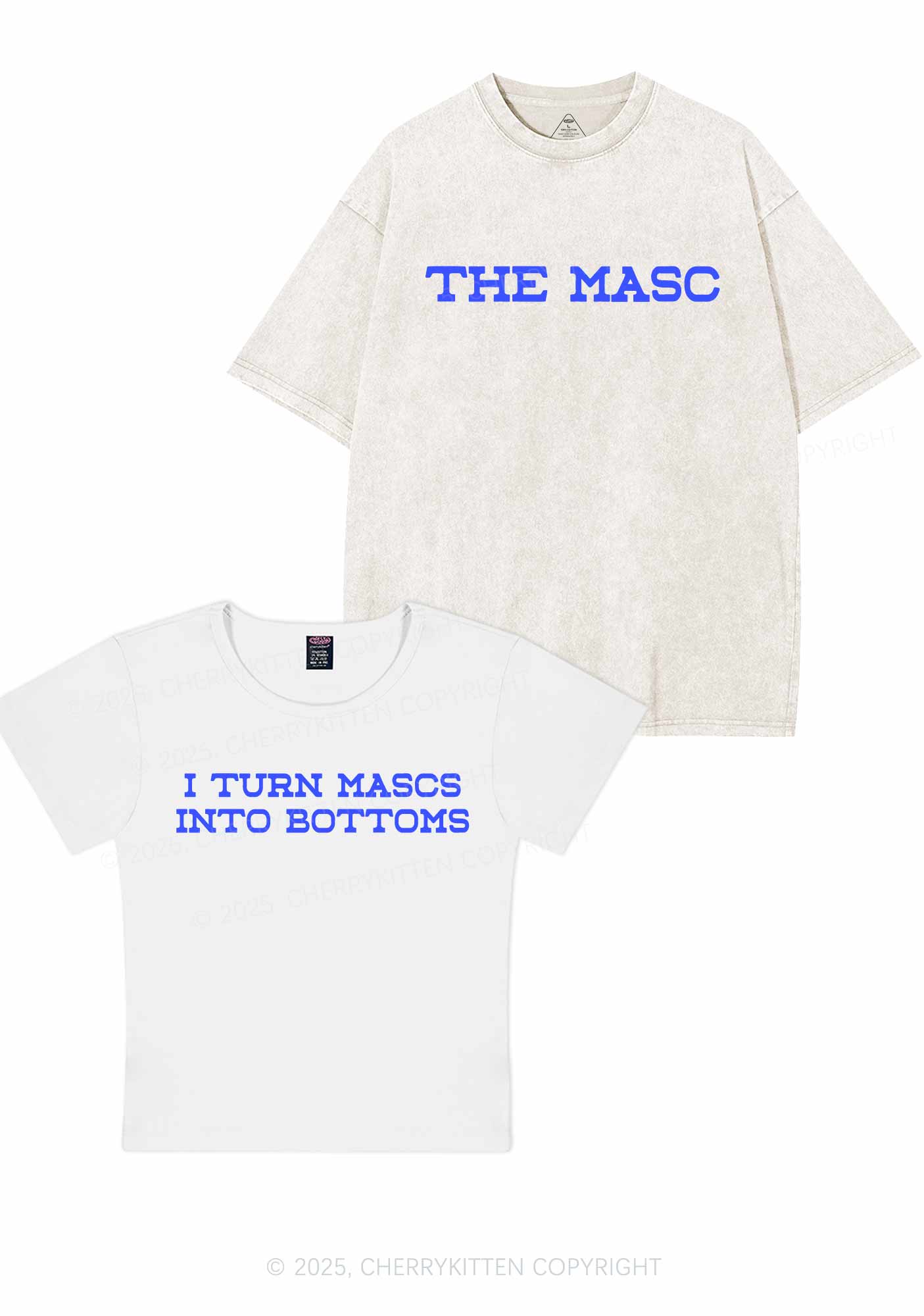 I Turn Mascs Into Bottoms Pride Y2K Valentine's Day Couple Shirt Cherrykitten - Image 7