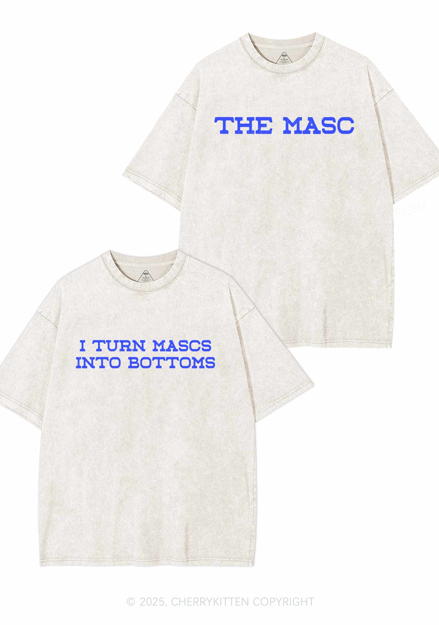 I Turn Mascs Into Bottoms Pride Y2K Valentine's Day Washed Tee Cherrykitten - Image 3