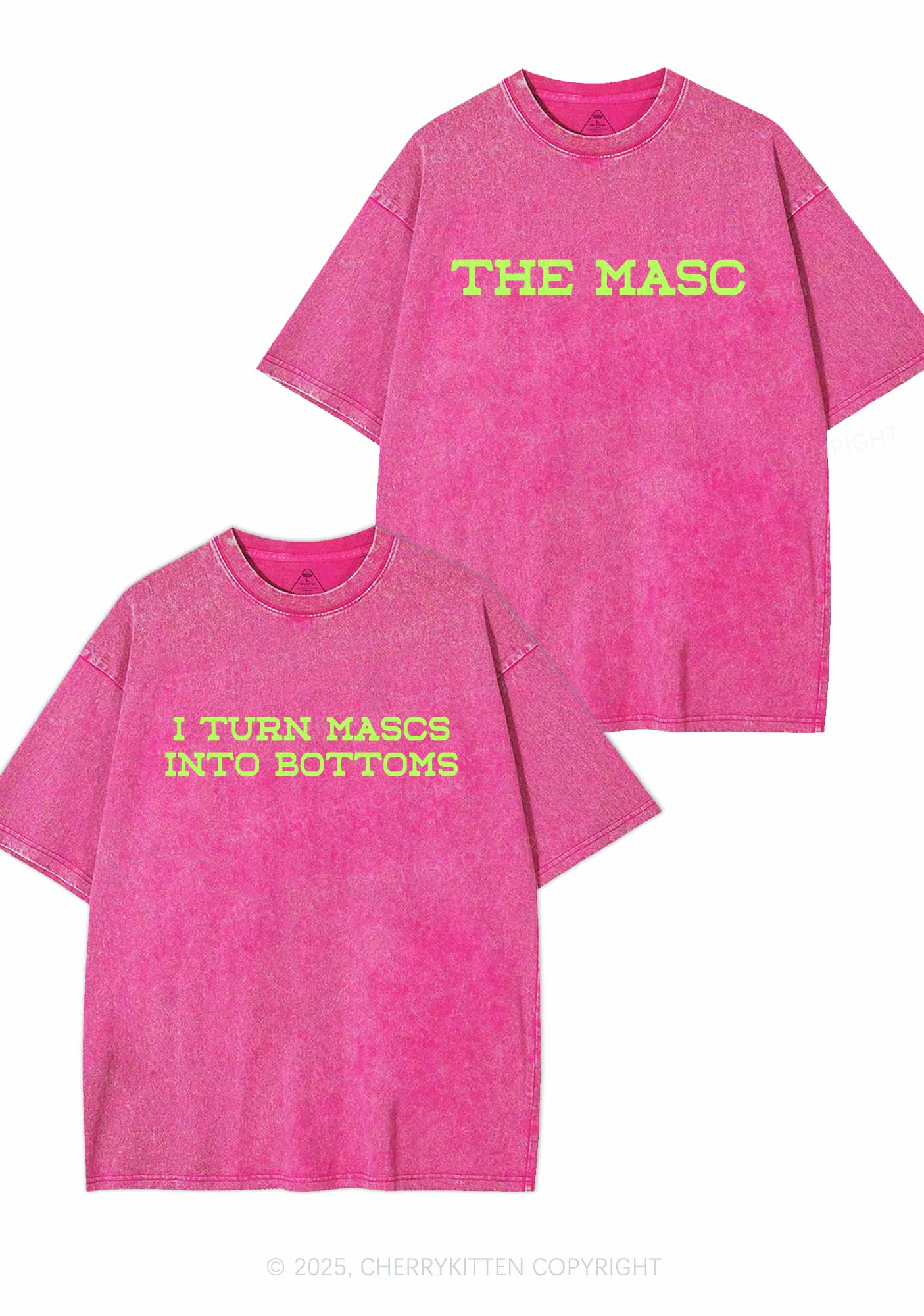 I Turn Mascs Into Bottoms Pride Y2K Valentine's Day Washed Tee Cherrykitten - Image 4