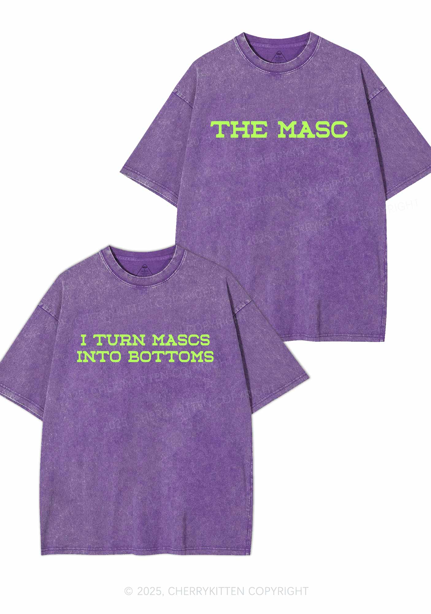 I Turn Mascs Into Bottoms Pride Y2K Valentine's Day Washed Tee Cherrykitten - Image 5