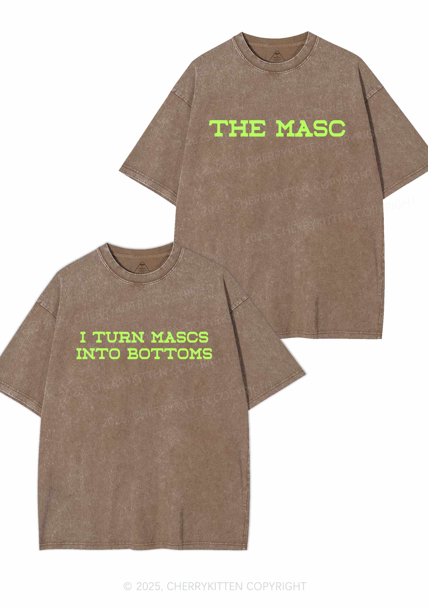 I Turn Mascs Into Bottoms Pride Y2K Valentine's Day Washed Tee Cherrykitten - Image 6