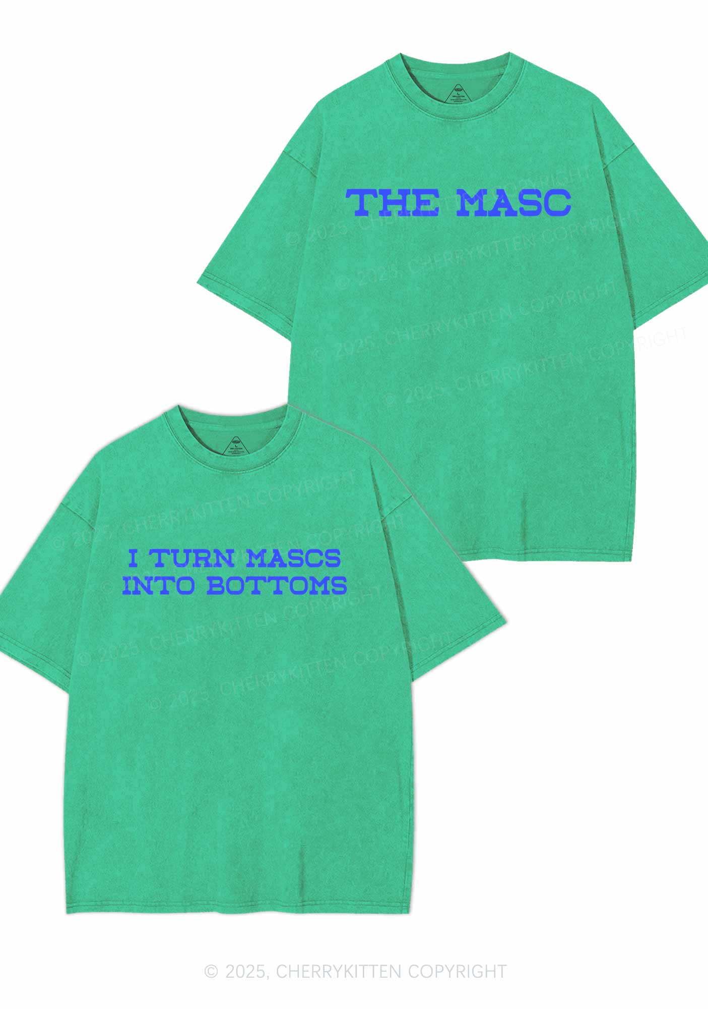 I Turn Mascs Into Bottoms Pride Y2K Valentine's Day Washed Tee Cherrykitten - Image 7