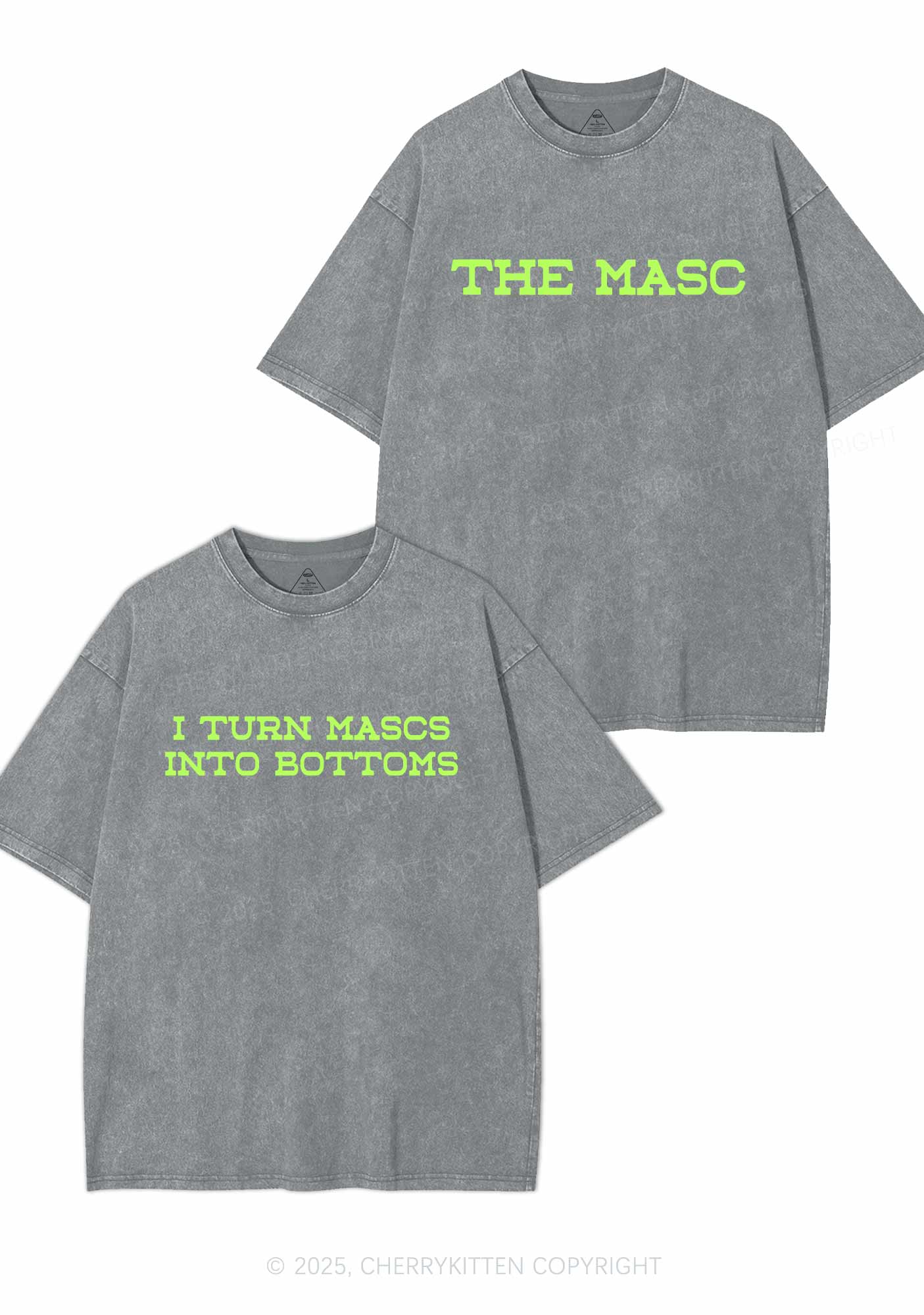 I Turn Mascs Into Bottoms Pride Y2K Valentine's Day Washed Tee Cherrykitten - Image 8