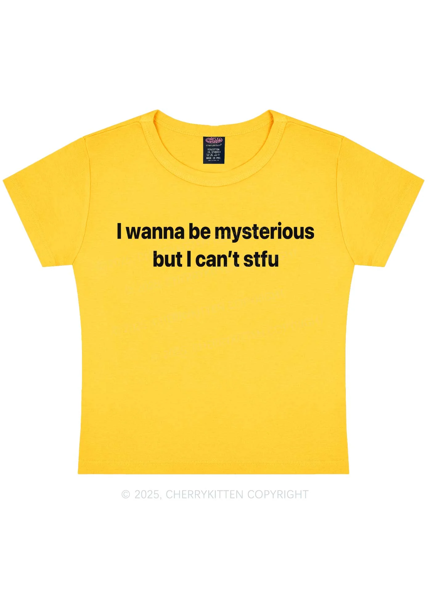 I Wanna Be Mysterious Y2K Baby Tee Cherrykitten - Image 4
