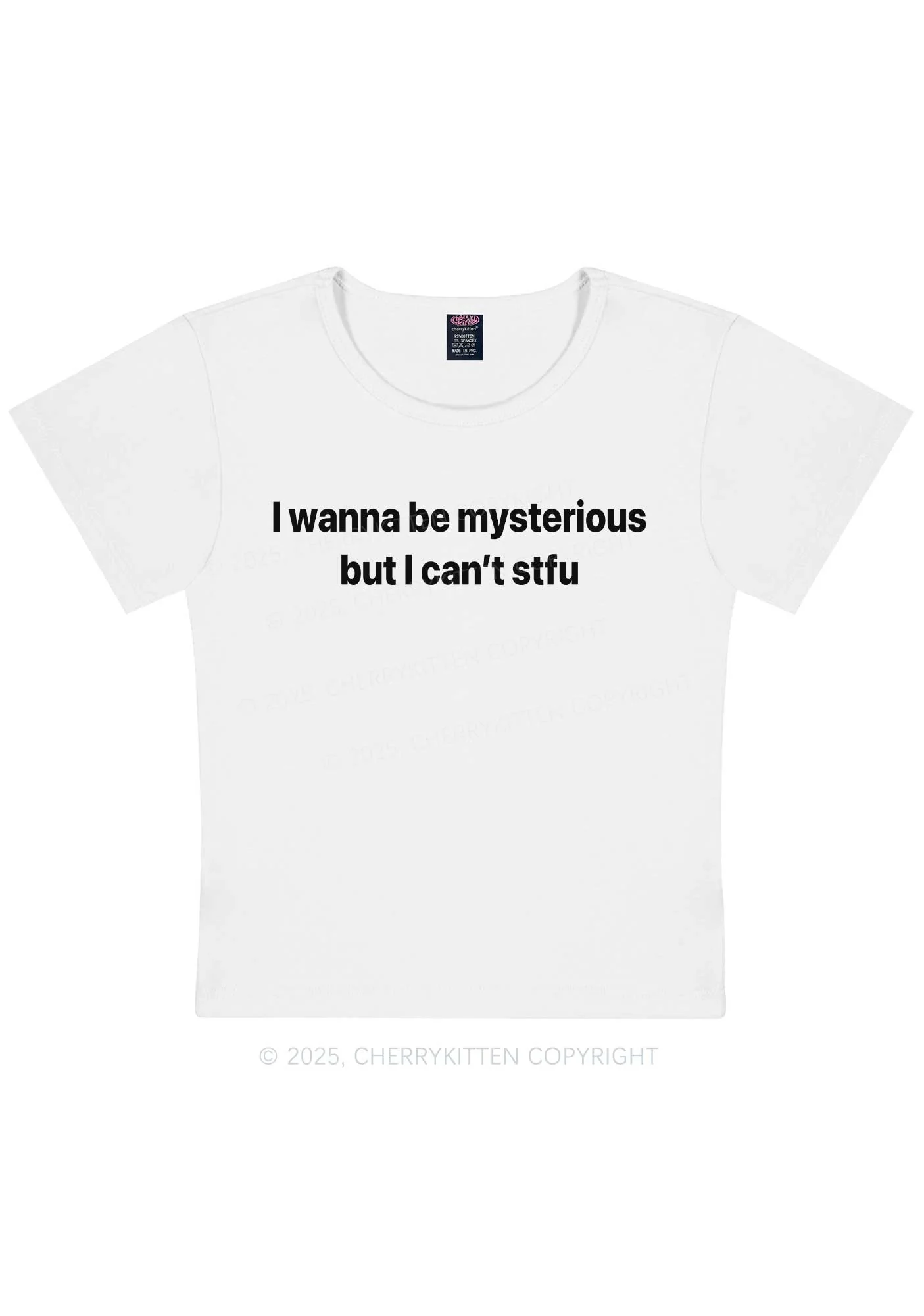 I Wanna Be Mysterious Y2K Baby Tee Cherrykitten - Image 6