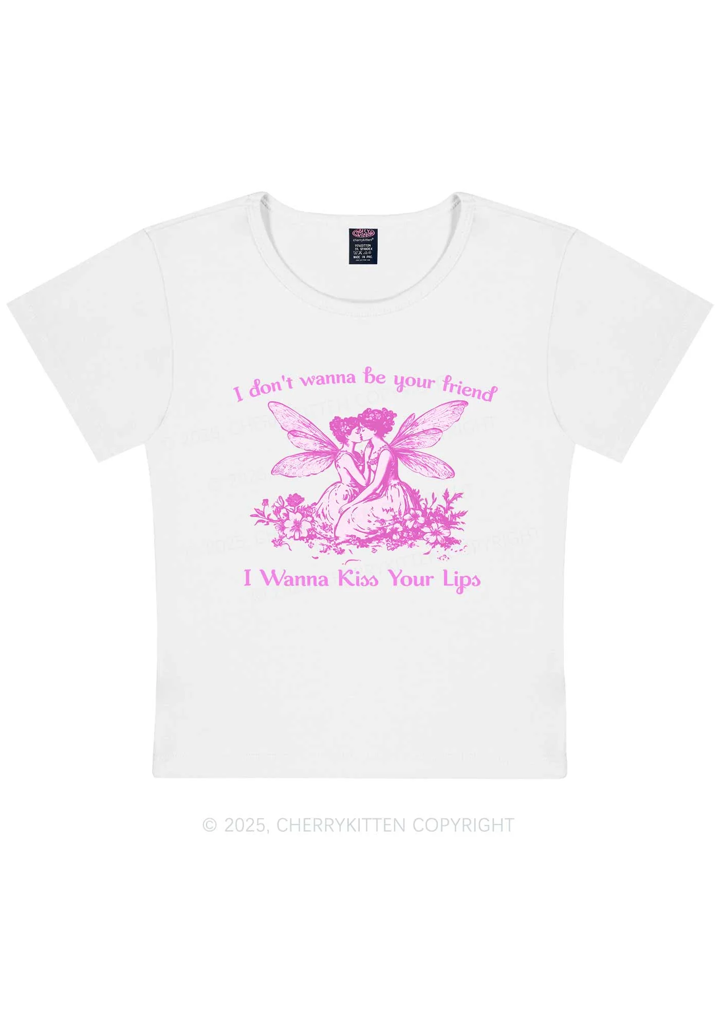 I Wanna Kiss Your Lips Pride Y2K Baby Tee Cherrykitten - Image 4