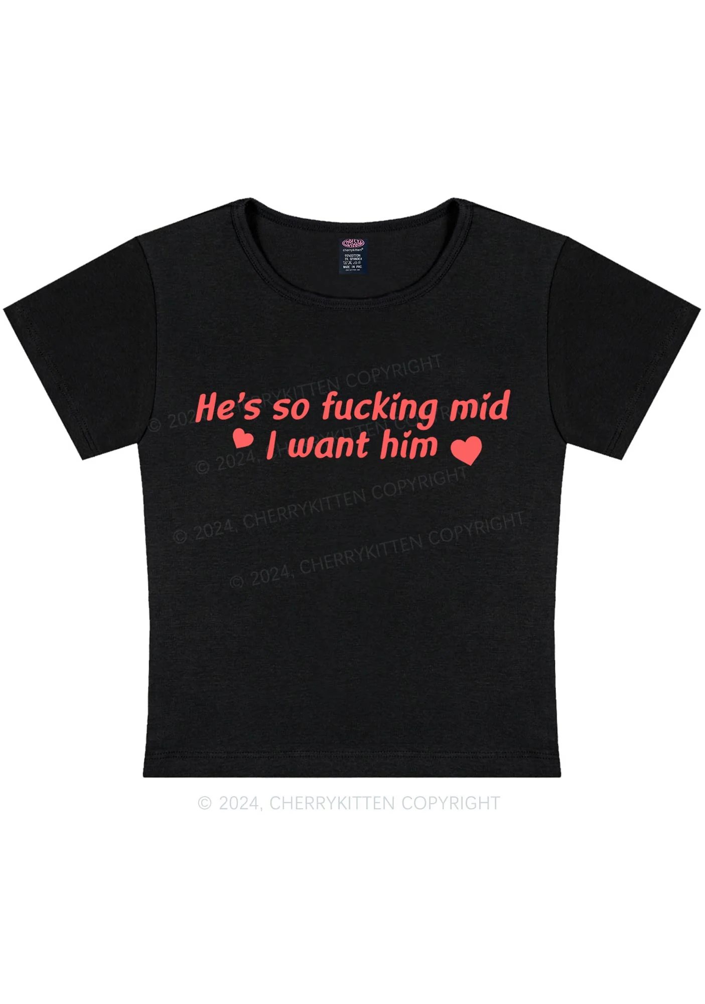 I Want Him Y2K Baby Tee Cherrykitten - Image 3