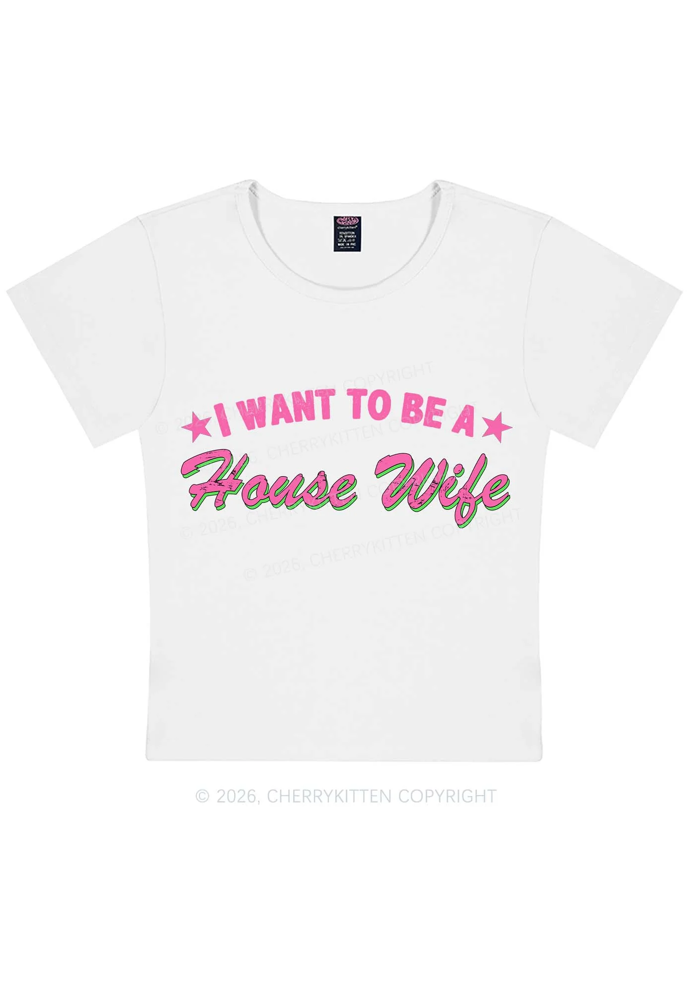 I Want To Be House Wife Y2K Baby Tee Cherrykitten - Image 3
