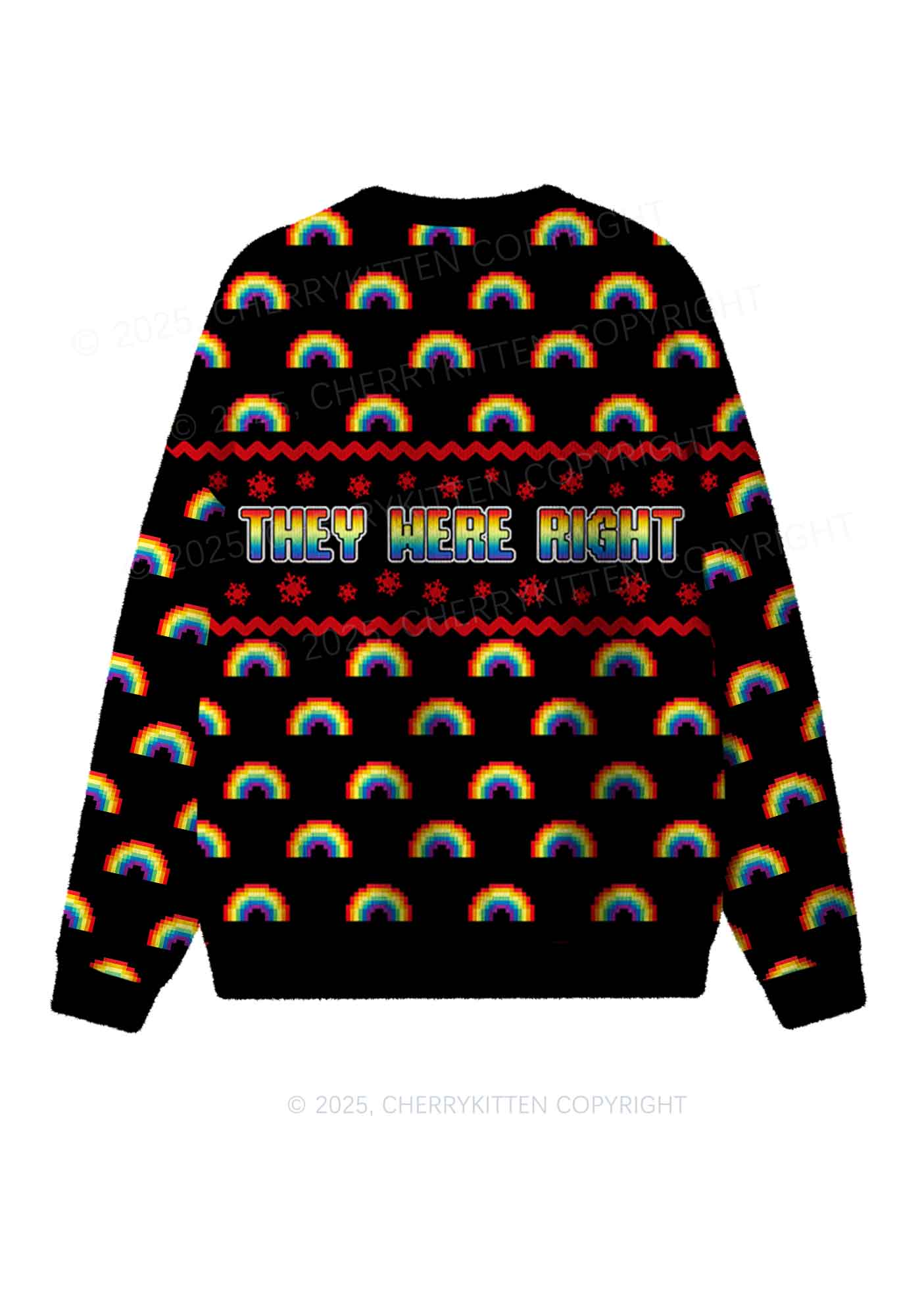 I Was Gay Pride Y2K Christmas Knit Sweatshirt Cherrykitten - Image 3