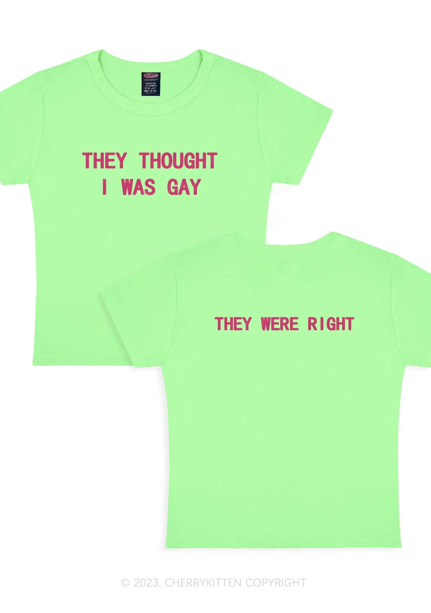 I Was Gay Two Sides Y2K Baby Tee Cherrykitten - Image 10