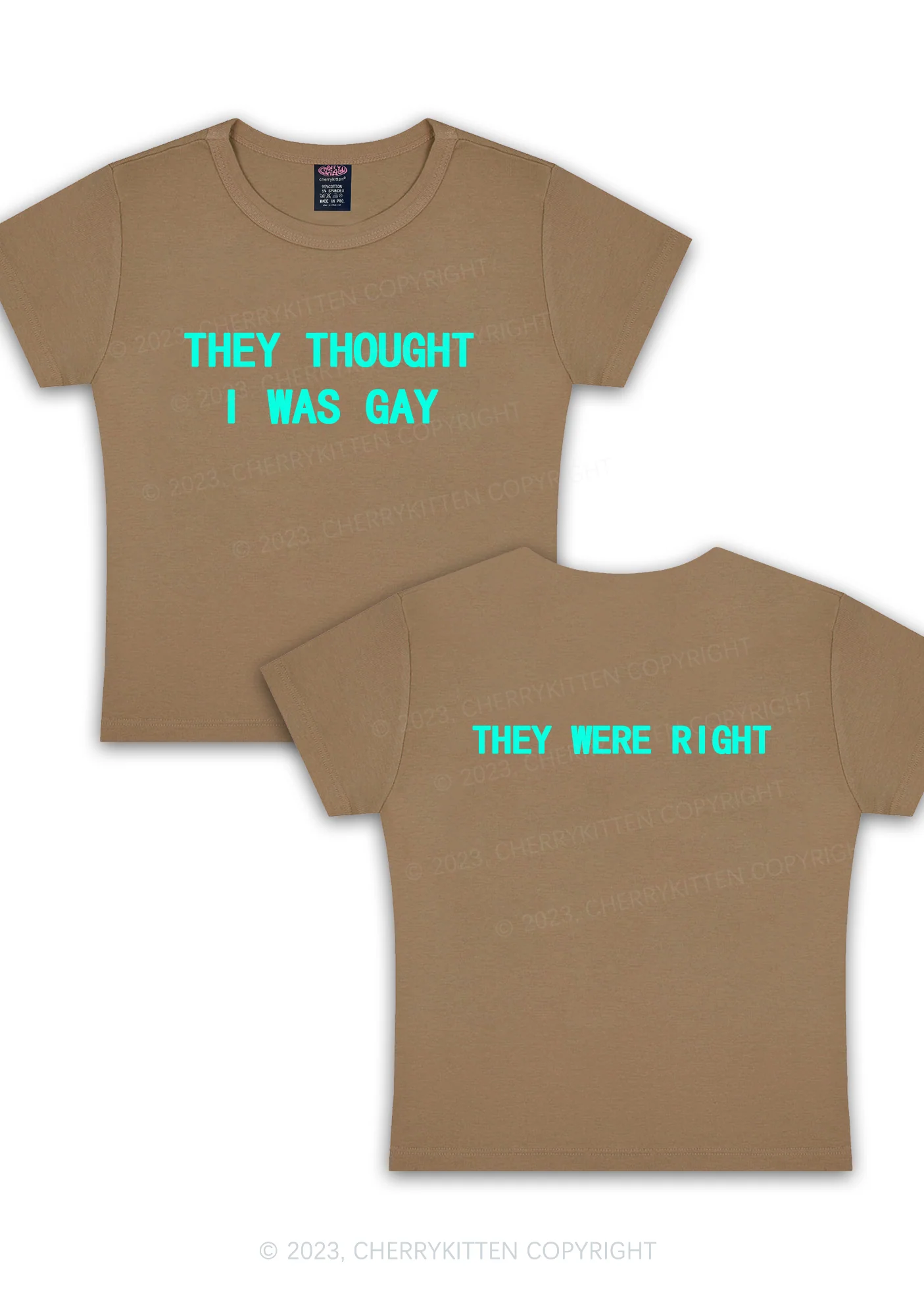 I Was Gay Two Sides Y2K Baby Tee Cherrykitten - Image 11