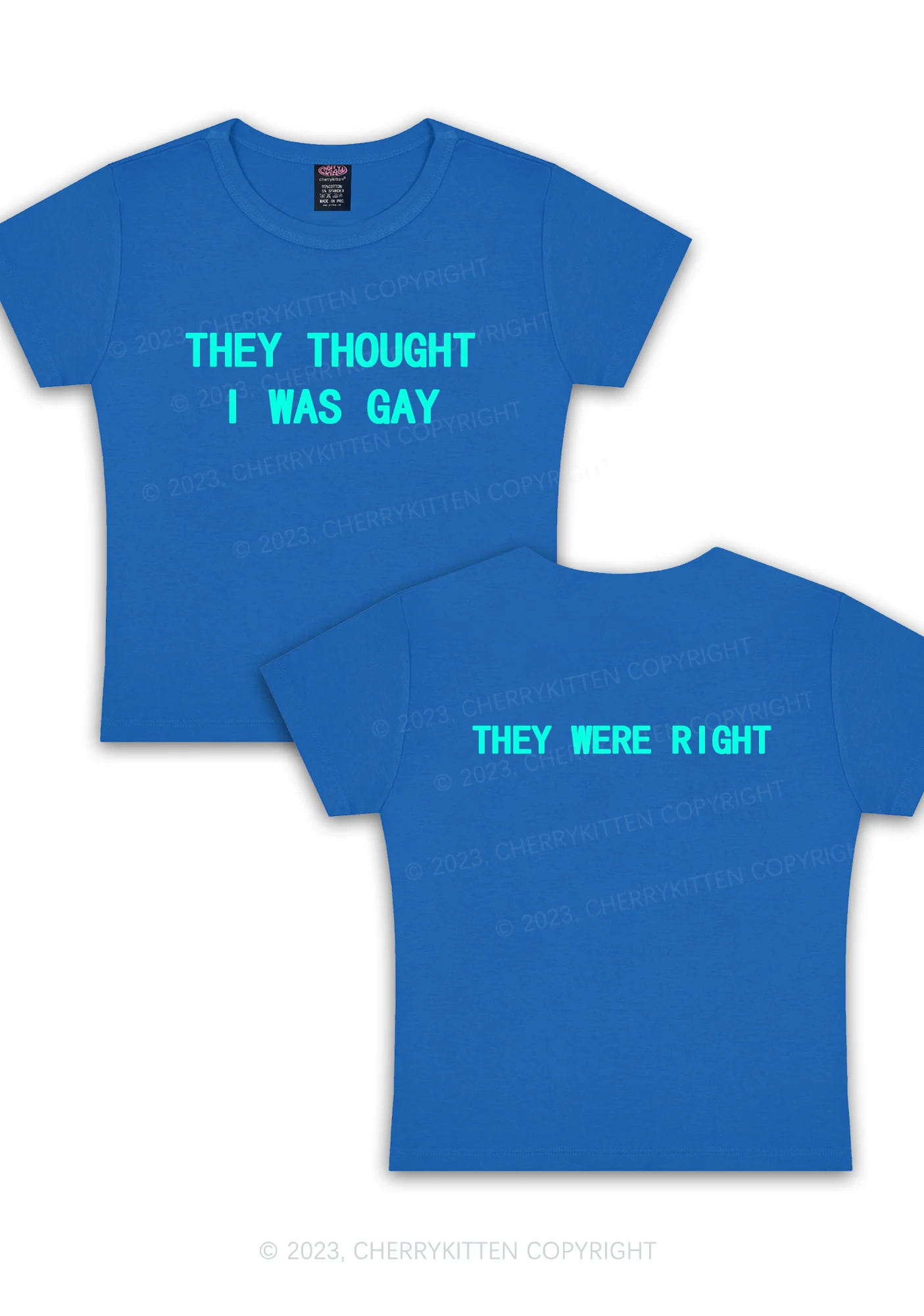 I Was Gay Two Sides Y2K Baby Tee Cherrykitten - Image 9