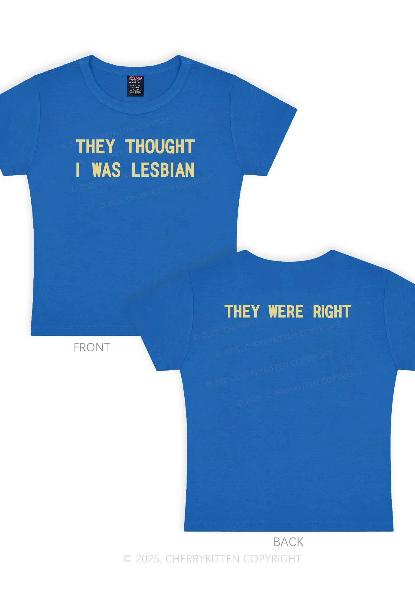 I Was Lesbian Two Sides Pride Y2K Baby Tee Cherrykitten - Image 10