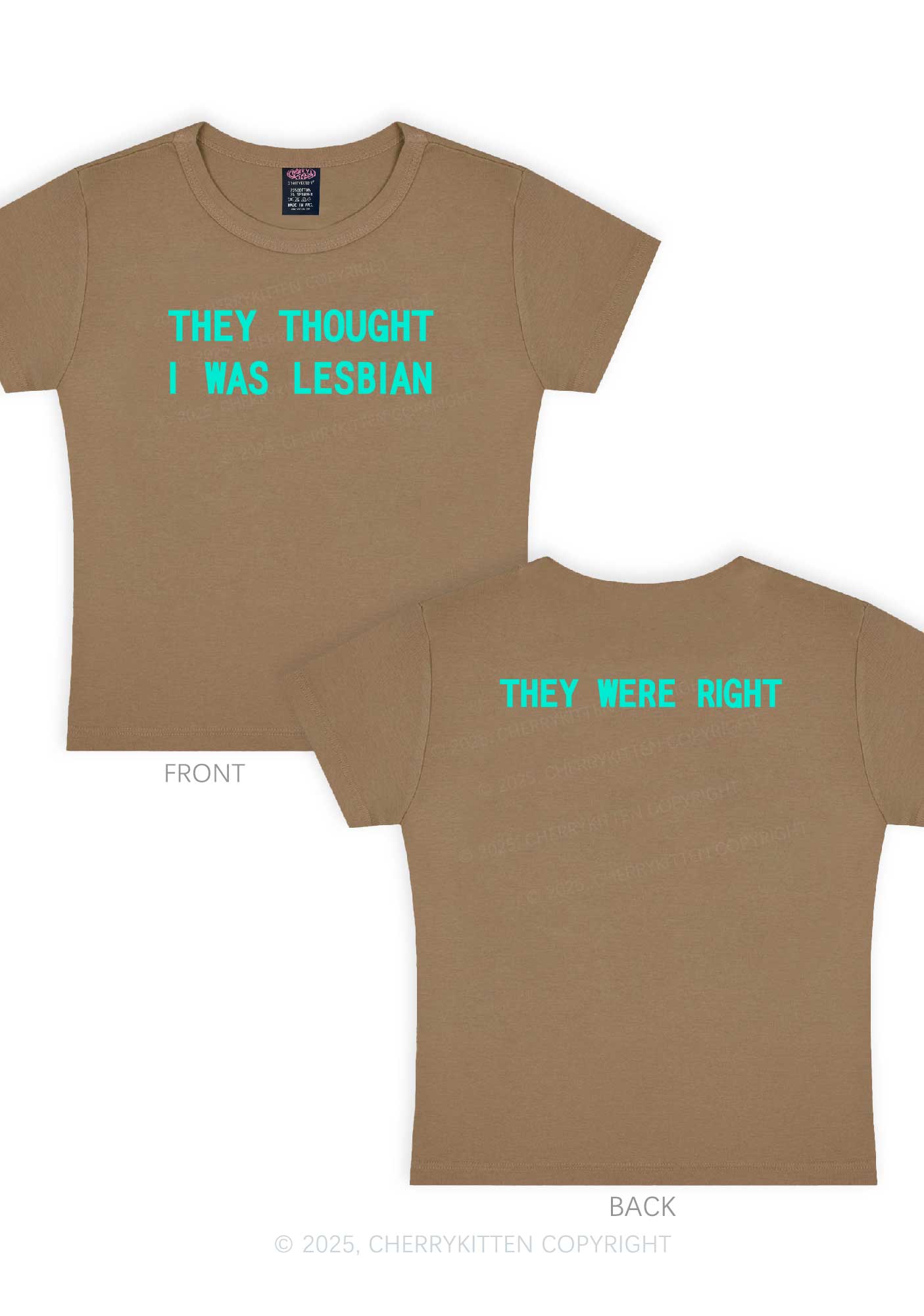 I Was Lesbian Two Sides Pride Y2K Baby Tee Cherrykitten - Image 11
