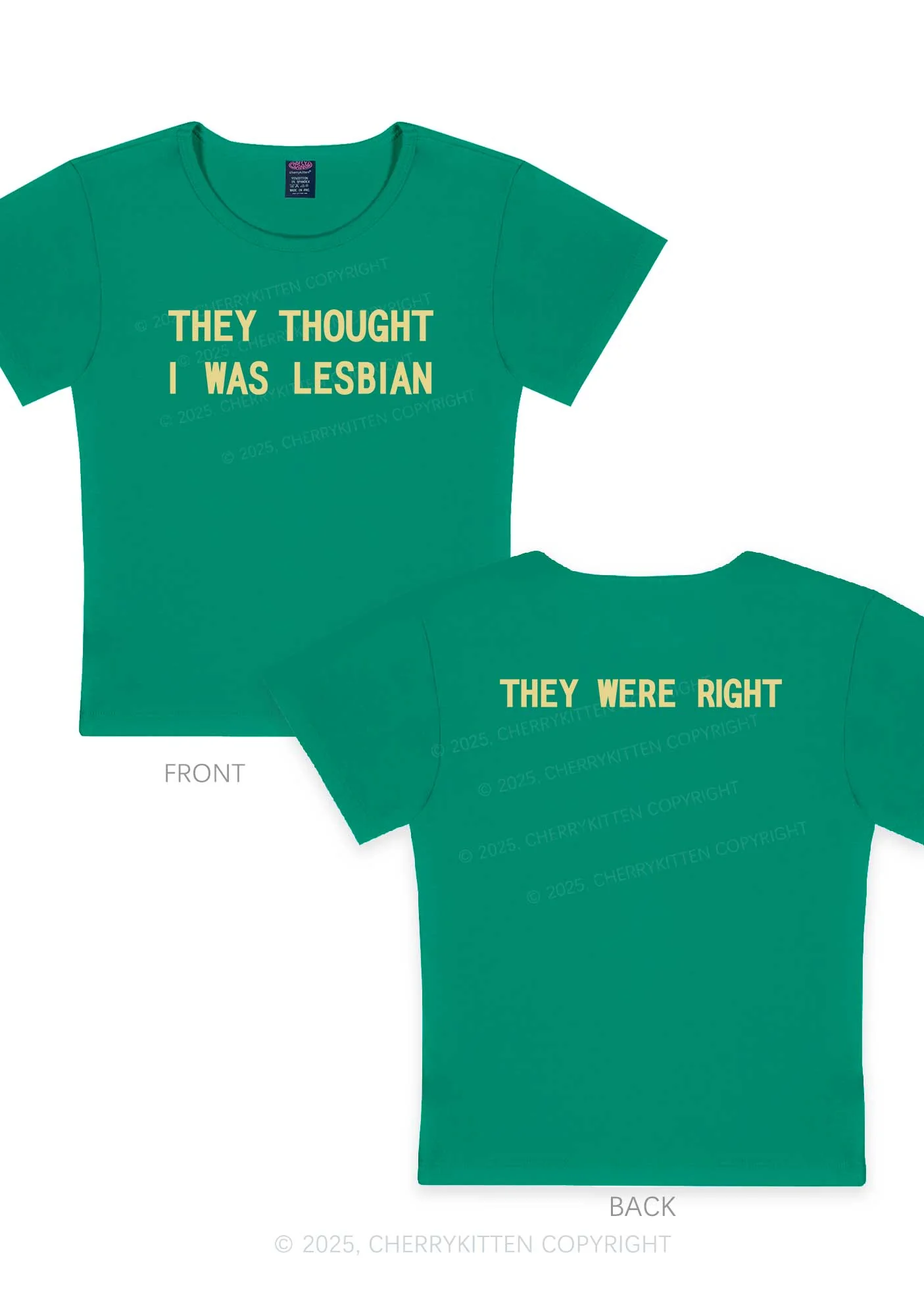 I Was Lesbian Two Sides Pride Y2K Baby Tee Cherrykitten - Image 12