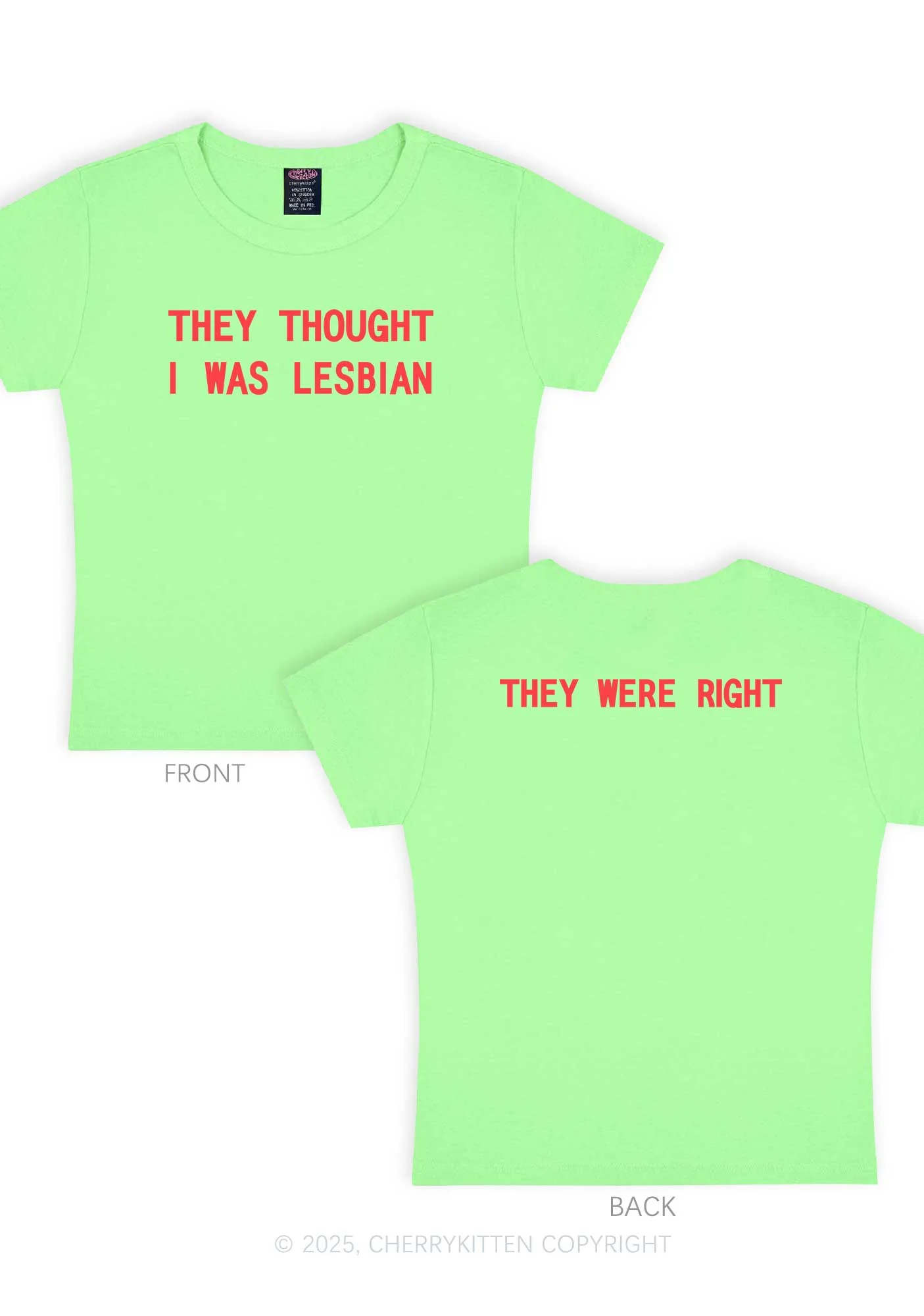 I Was Lesbian Two Sides Pride Y2K Baby Tee Cherrykitten - Image 13