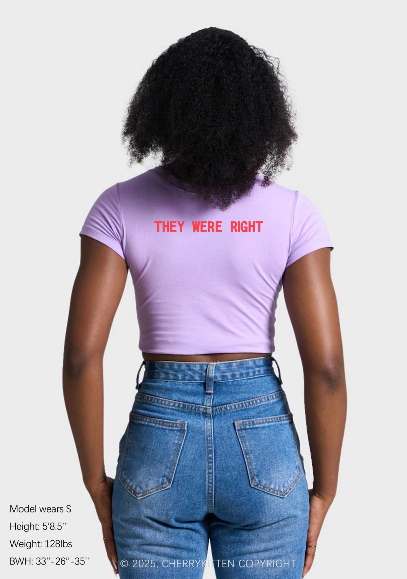 I Was Lesbian Two Sides Pride Y2K Baby Tee Cherrykitten - Image 3
