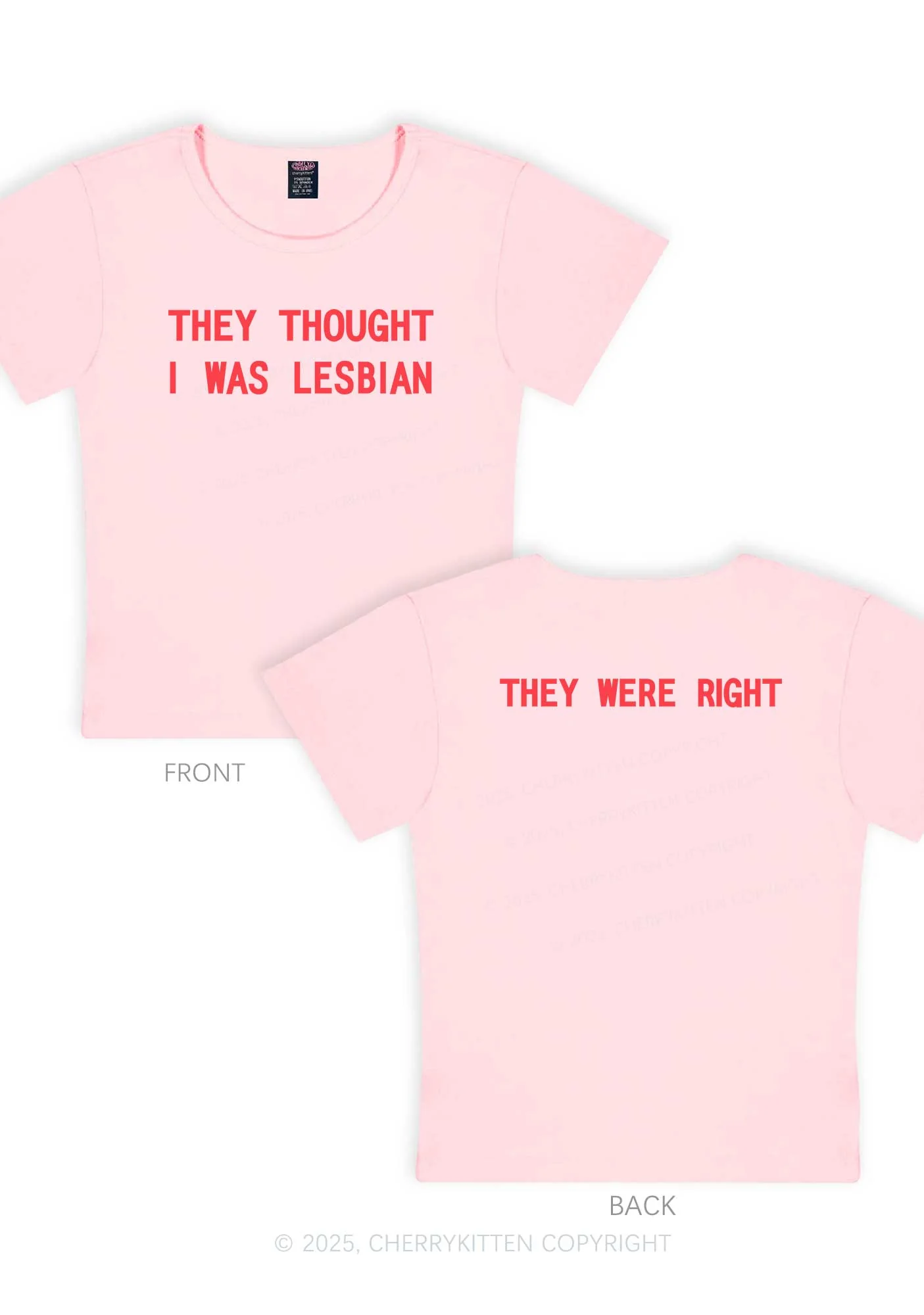 I Was Lesbian Two Sides Pride Y2K Baby Tee Cherrykitten - Image 7