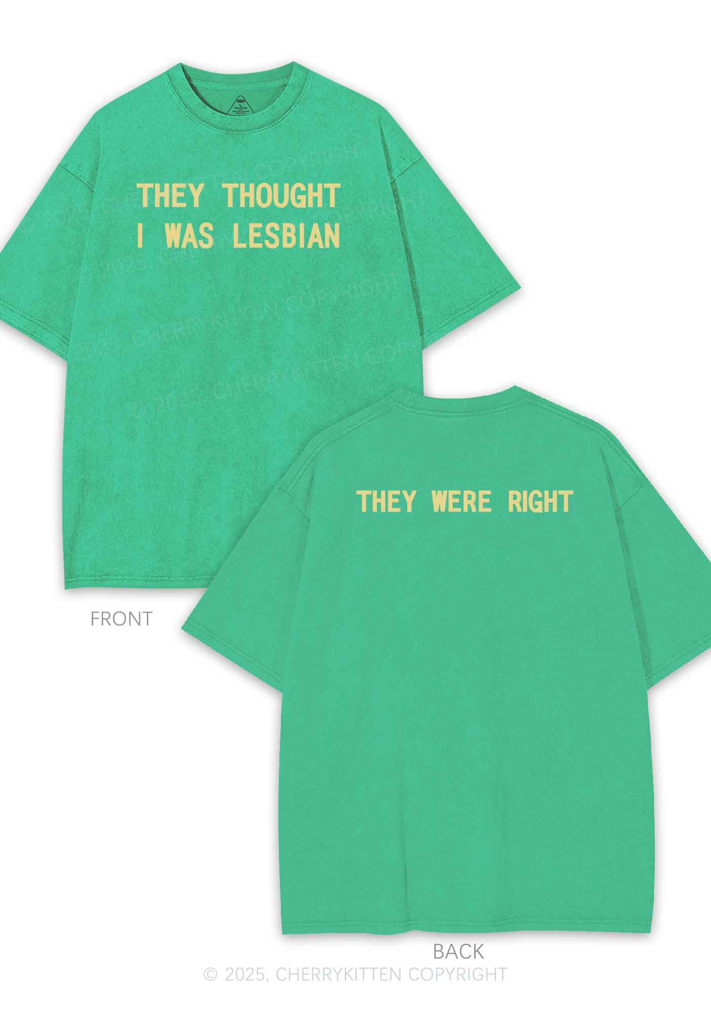 I Was Lesbian Two Sides Pride Y2K Shirts Washed Tee Cherrykitten - Image 7