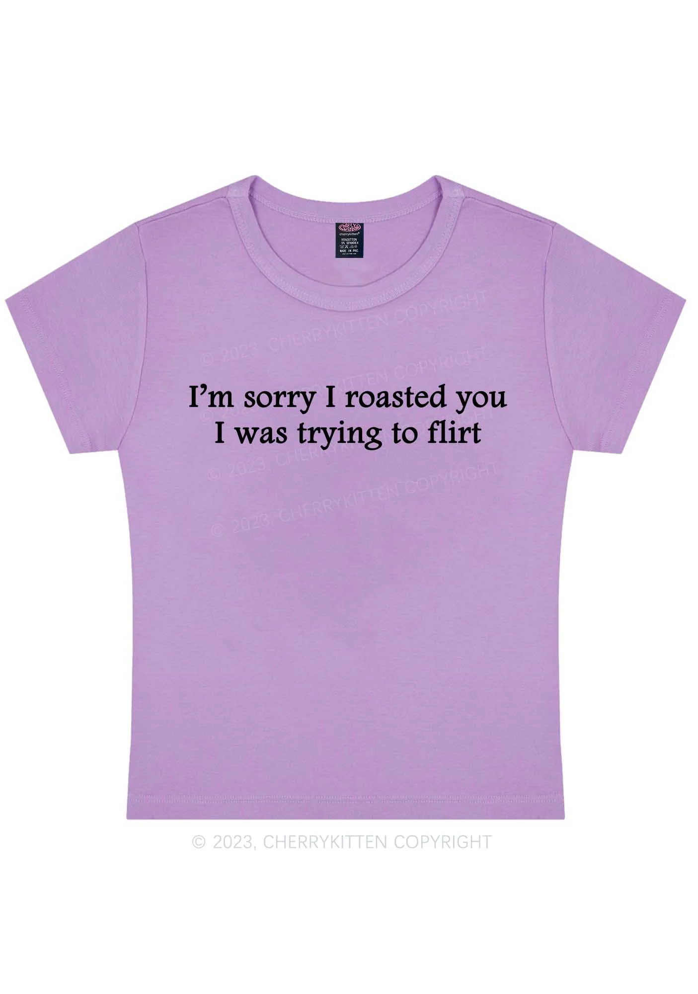 I Was Trying To Flirt Y2K Baby Tee Cherrykitten - Image 4