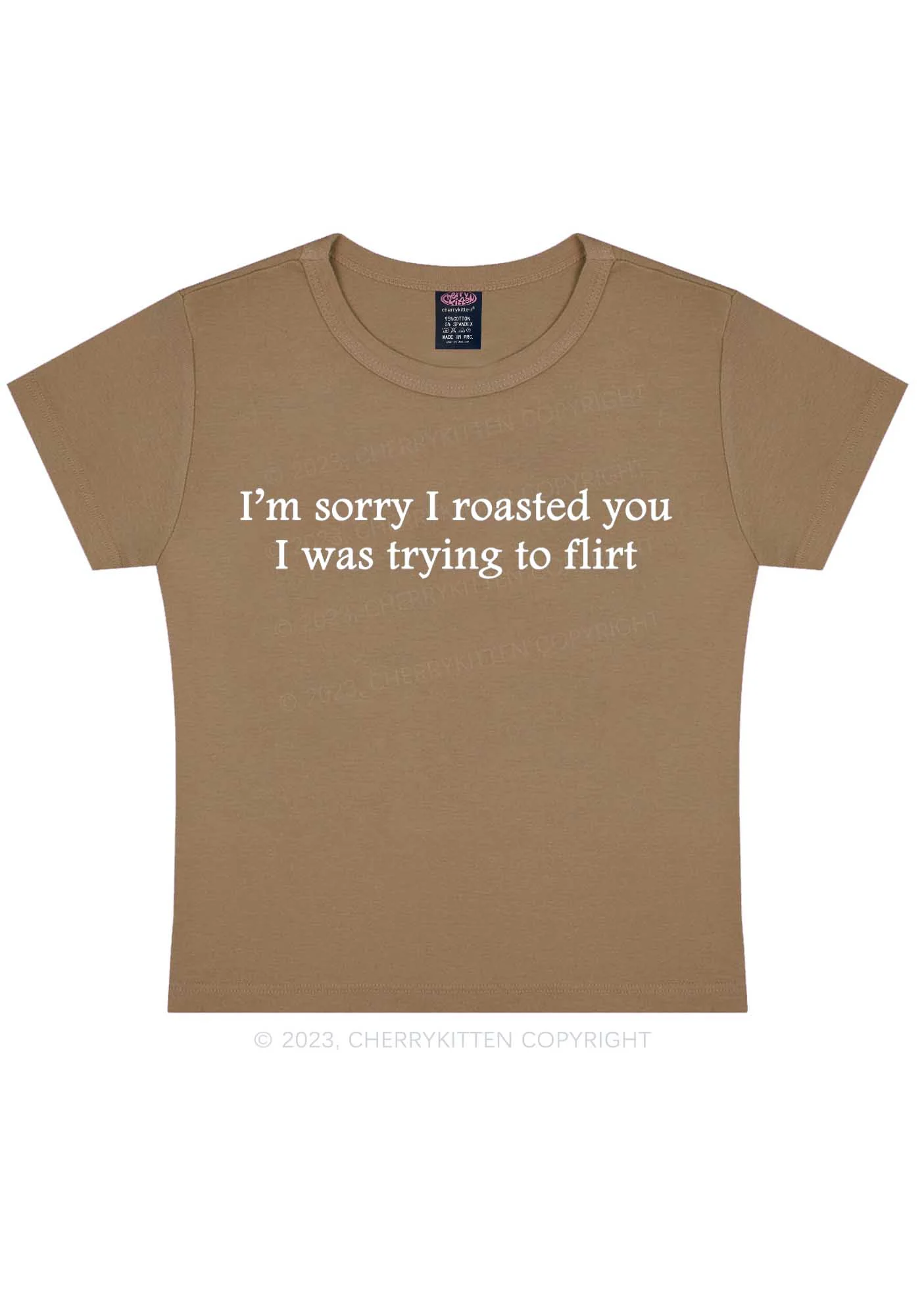 I Was Trying To Flirt Y2K Baby Tee Cherrykitten - Image 7