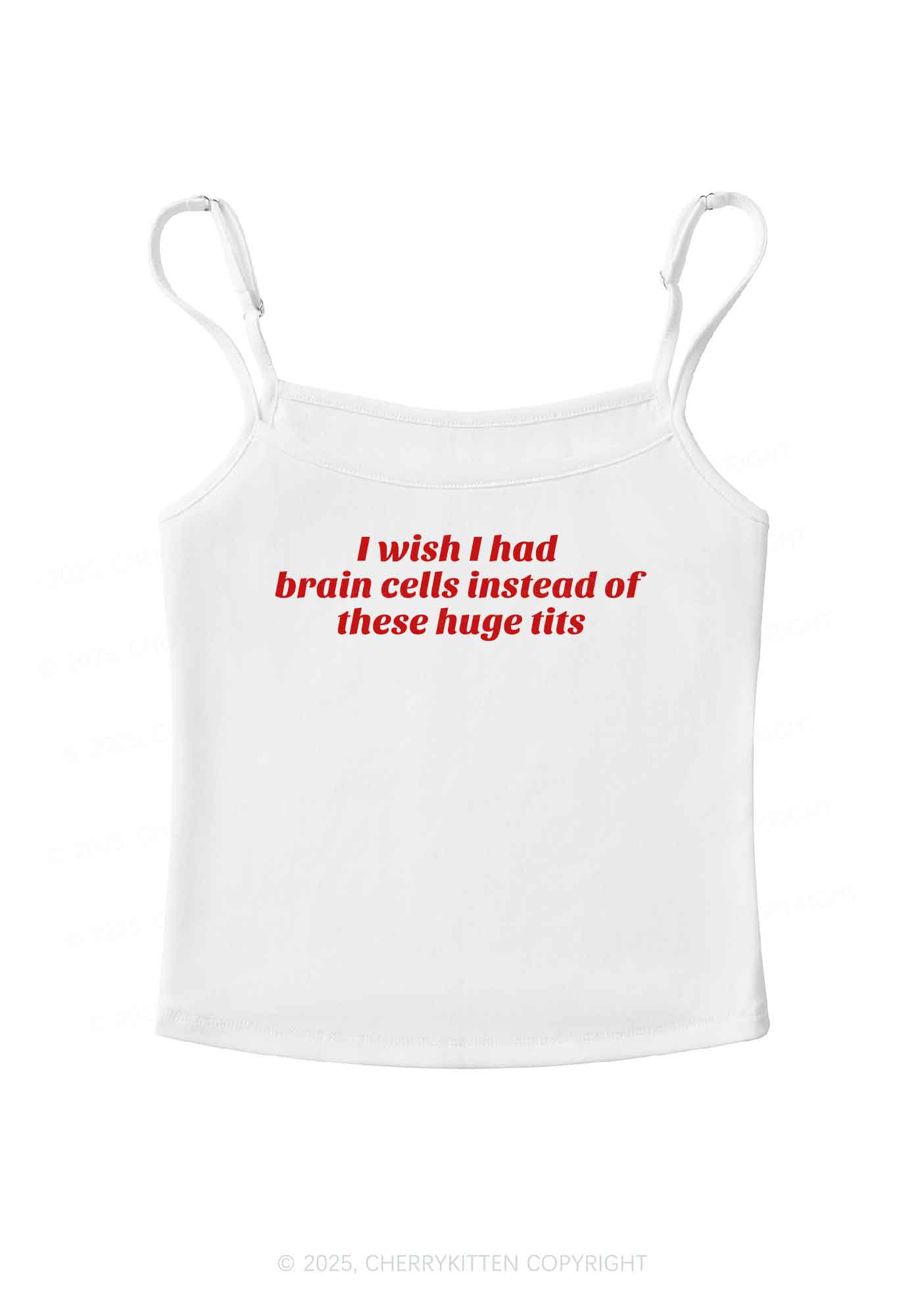 I Wish Brain Cells Y2K Spaghetti Strap Cami Cherrykitten - Image 4