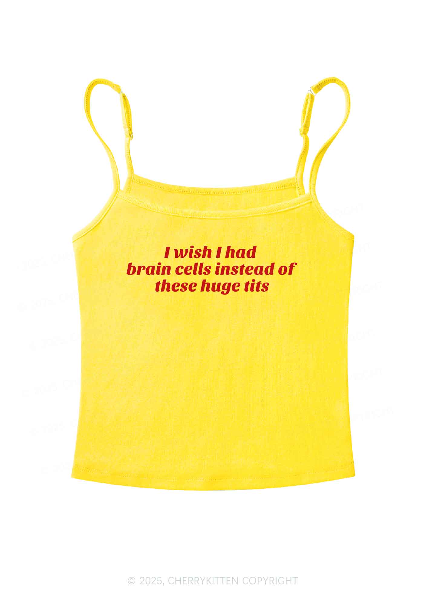 I Wish Brain Cells Y2K Spaghetti Strap Cami Cherrykitten - Image 5