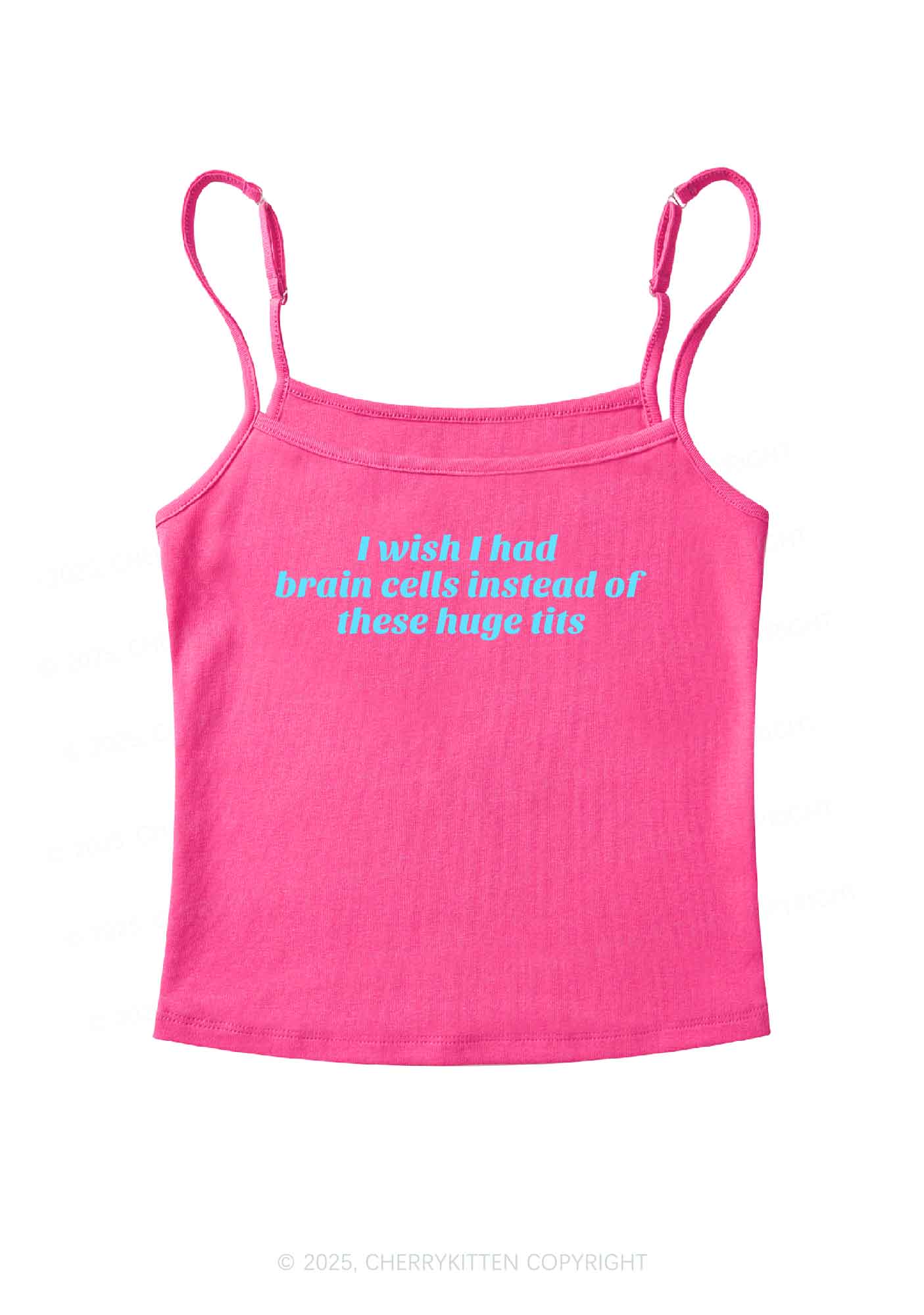 I Wish Brain Cells Y2K Spaghetti Strap Cami Cherrykitten - Image 7