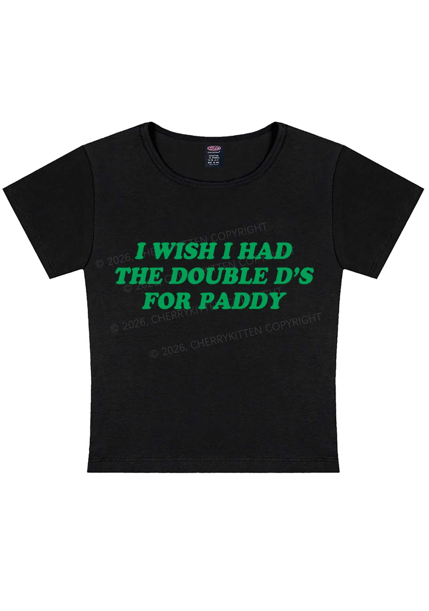 I Wish I Had Double Ds St Patricks Y2K Baby Tee Cherrykitten - Image 2