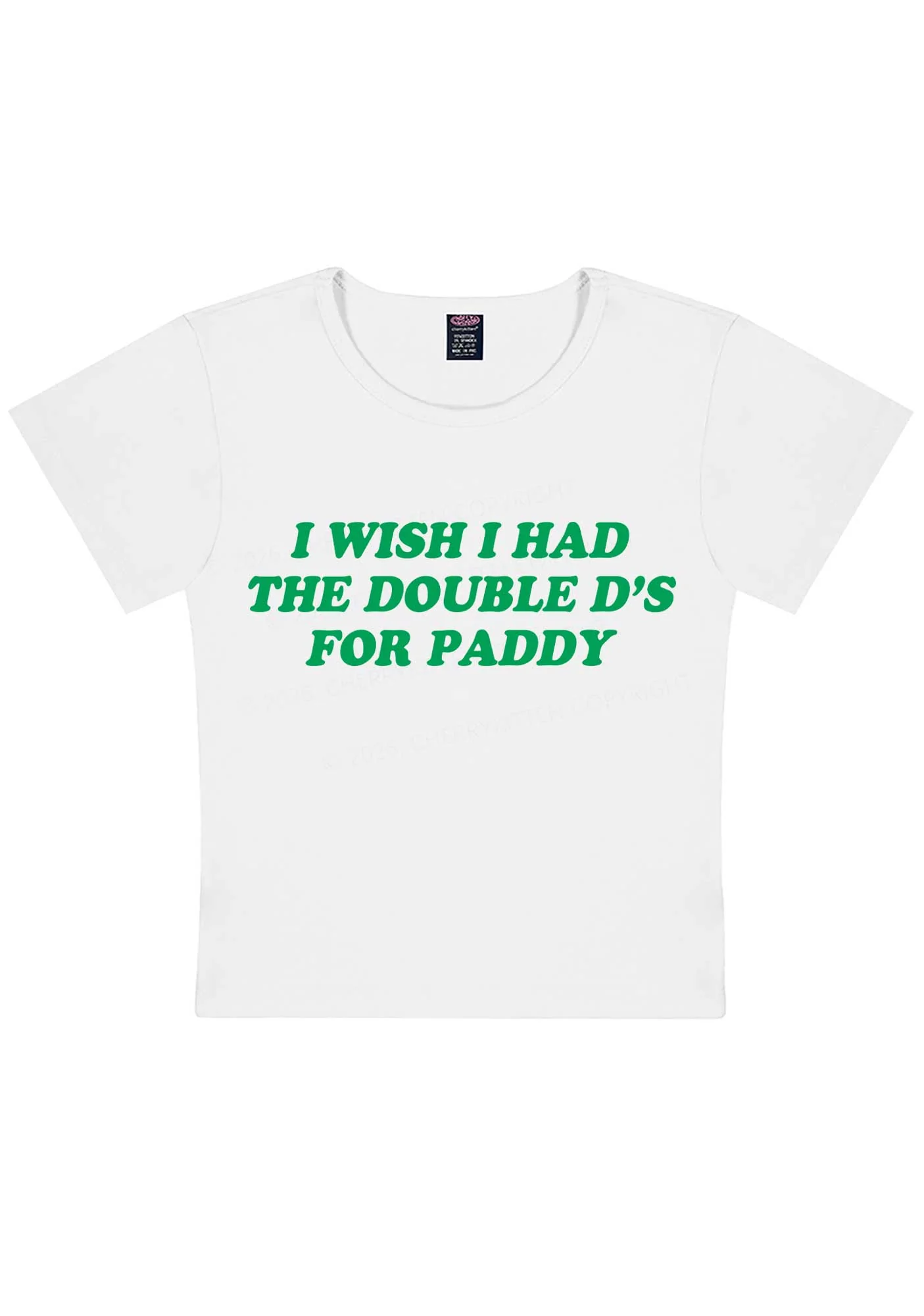 I Wish I Had Double Ds St Patricks Y2K Baby Tee Cherrykitten - Image 3
