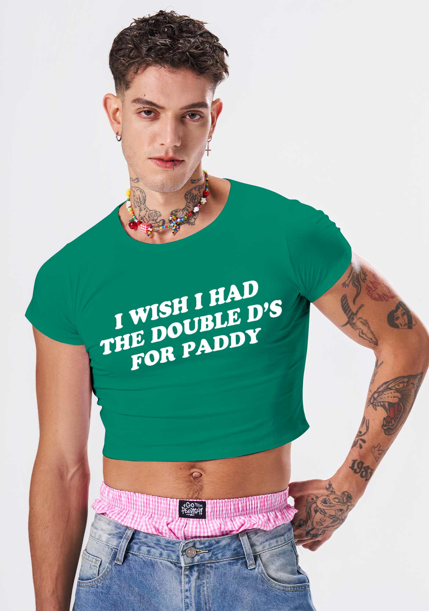 I Wish I Had Double Ds St Patricks Y2K Baby Tee Cherrykitten - Image 4
