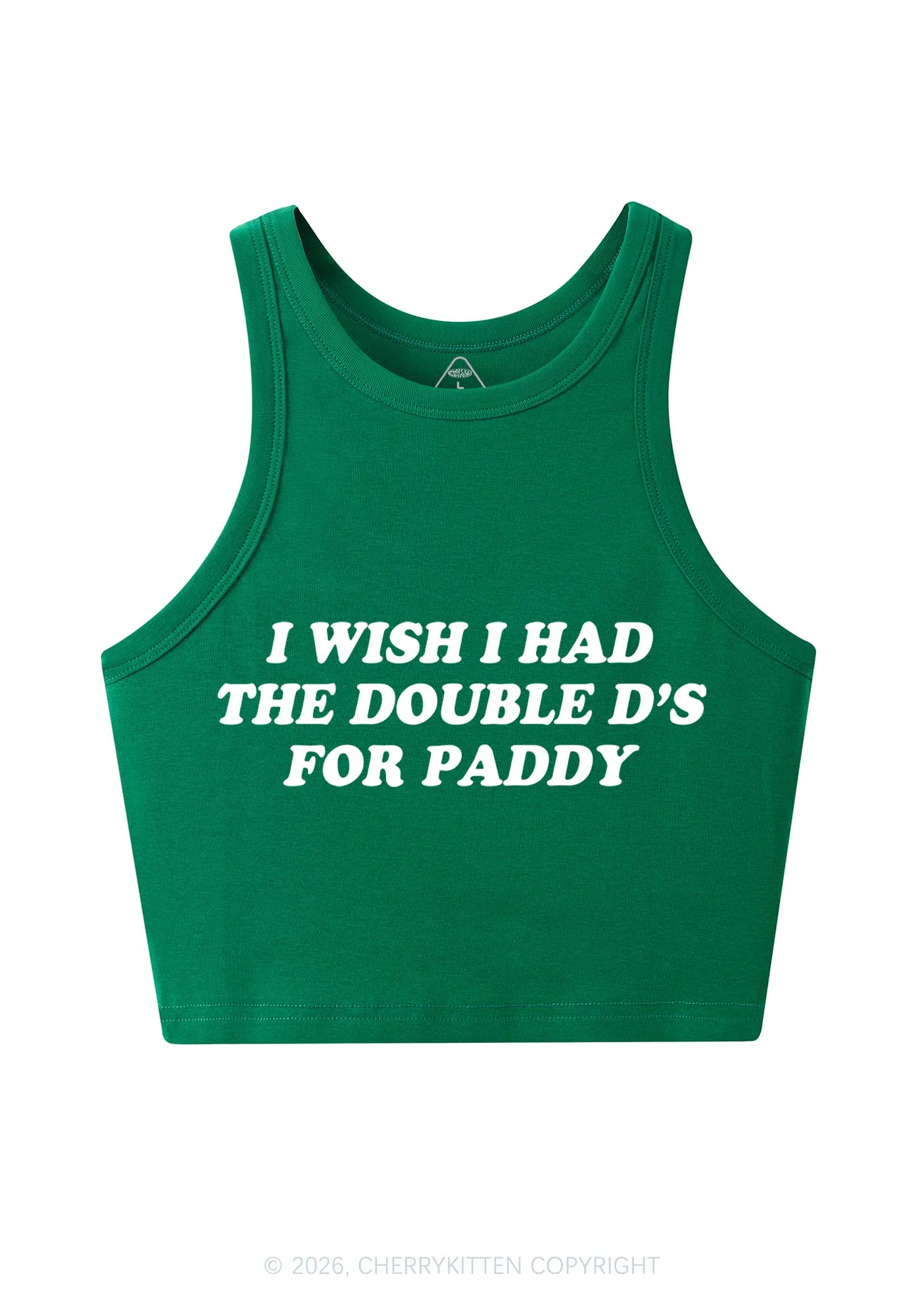 I Wish I Had Double Ds St Patricks Y2K Crop Tank Top Cherrykitten - Image 2