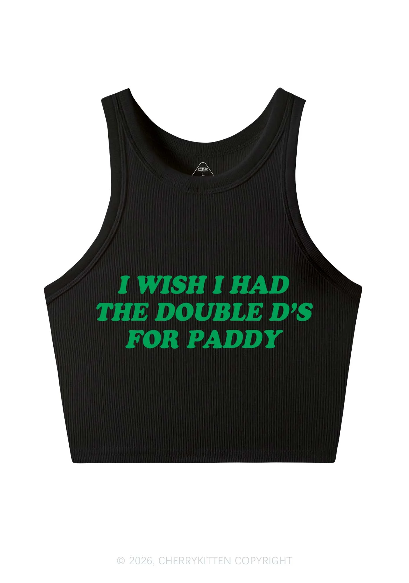 I Wish I Had Double Ds St Patricks Y2K Crop Tank Top Cherrykitten - Image 3