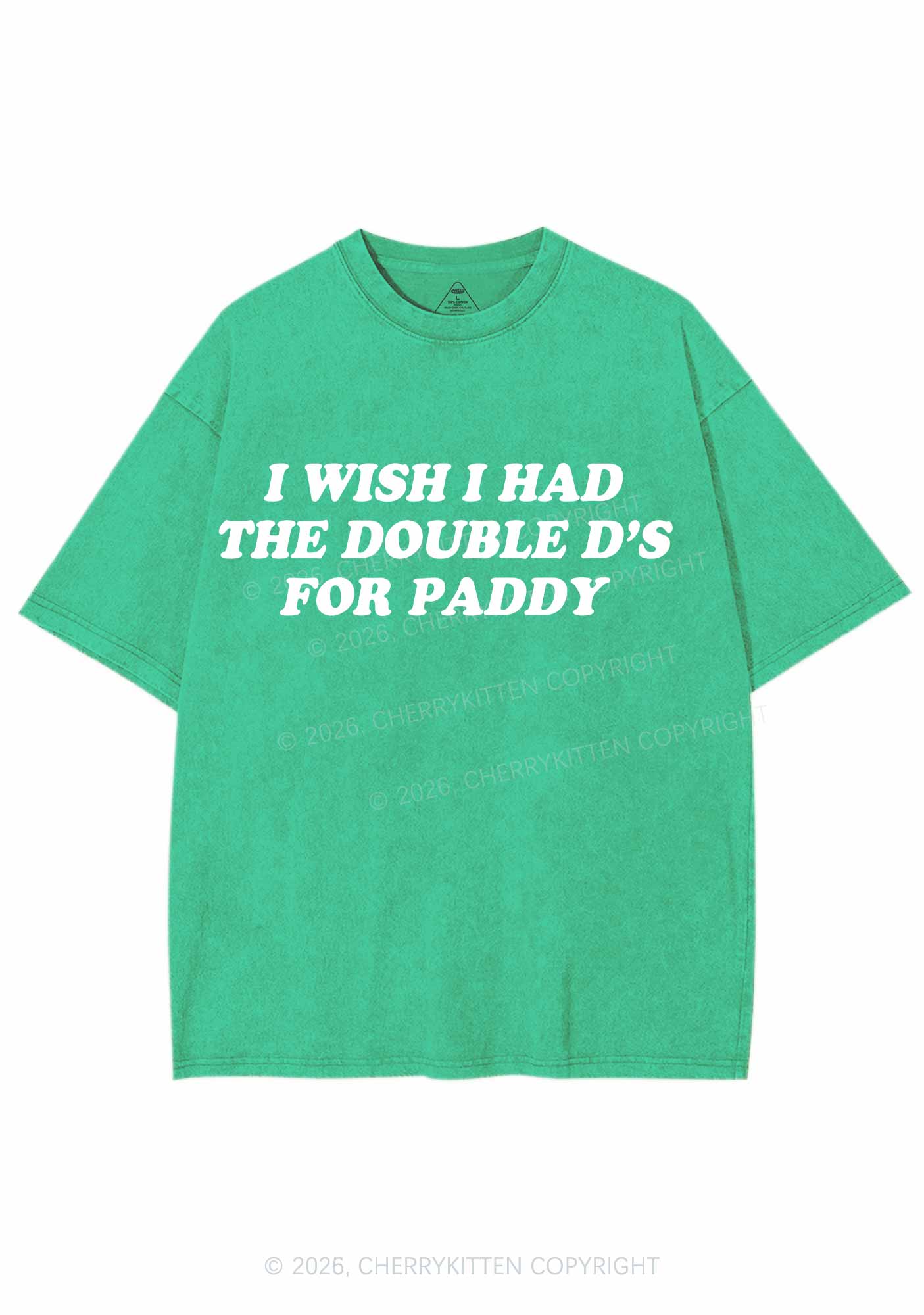 I Wish I Had Double Ds St Patricks Y2K Shirts Washed Tee Cherrykitten - Image 2
