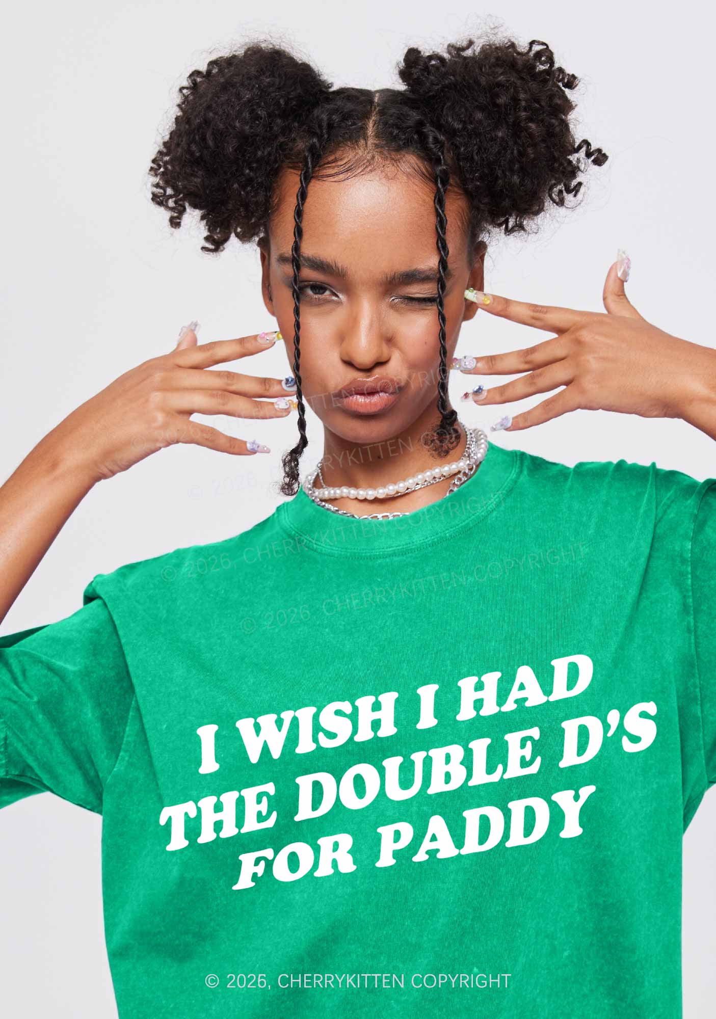 I Wish I Had Double Ds St Patricks Y2K Shirts Washed Tee Cherrykitten - Image 4