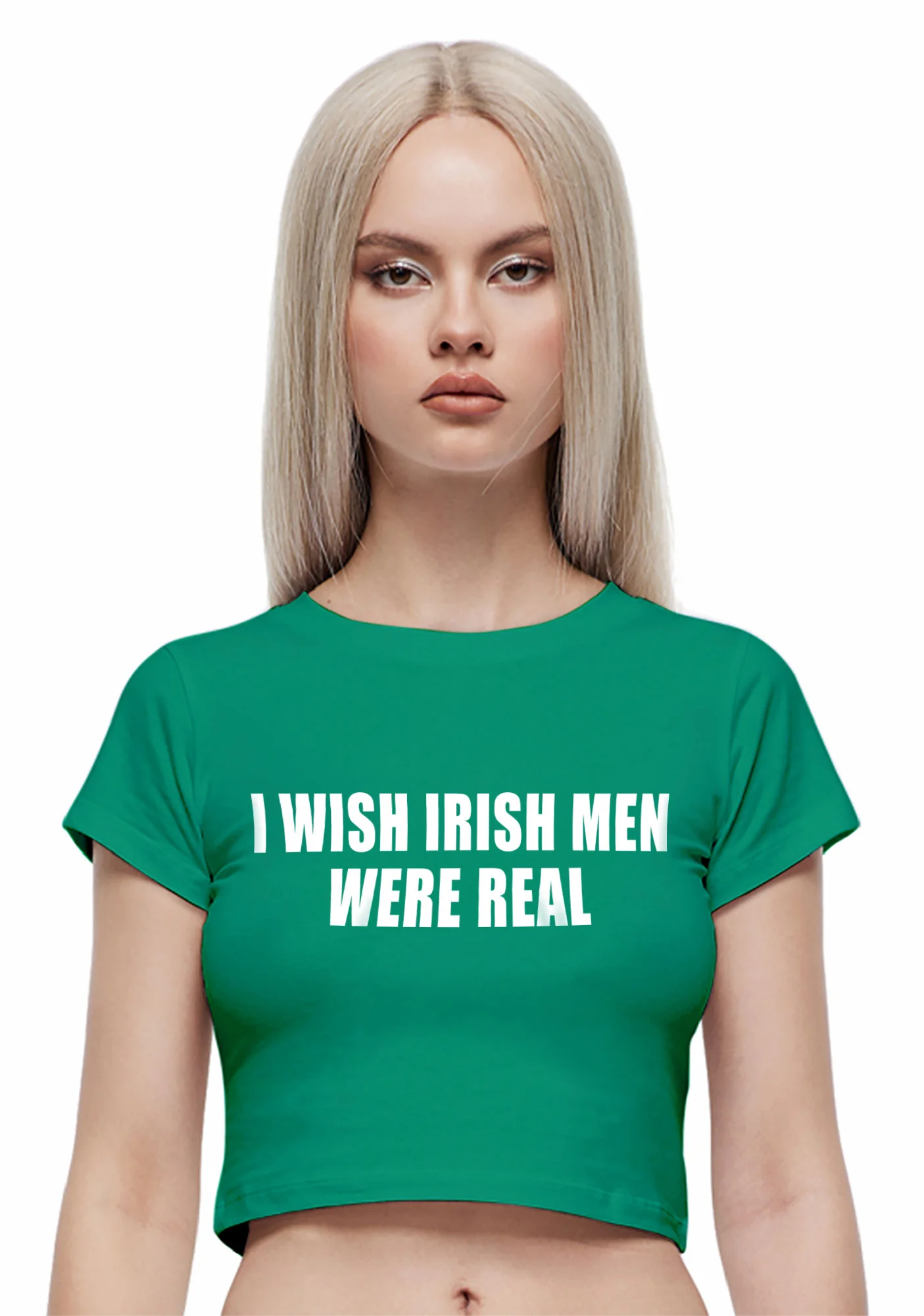 I Wish Irish Men Were Real St Patricks Y2K Baby Tee Cherrykitten - Image 2