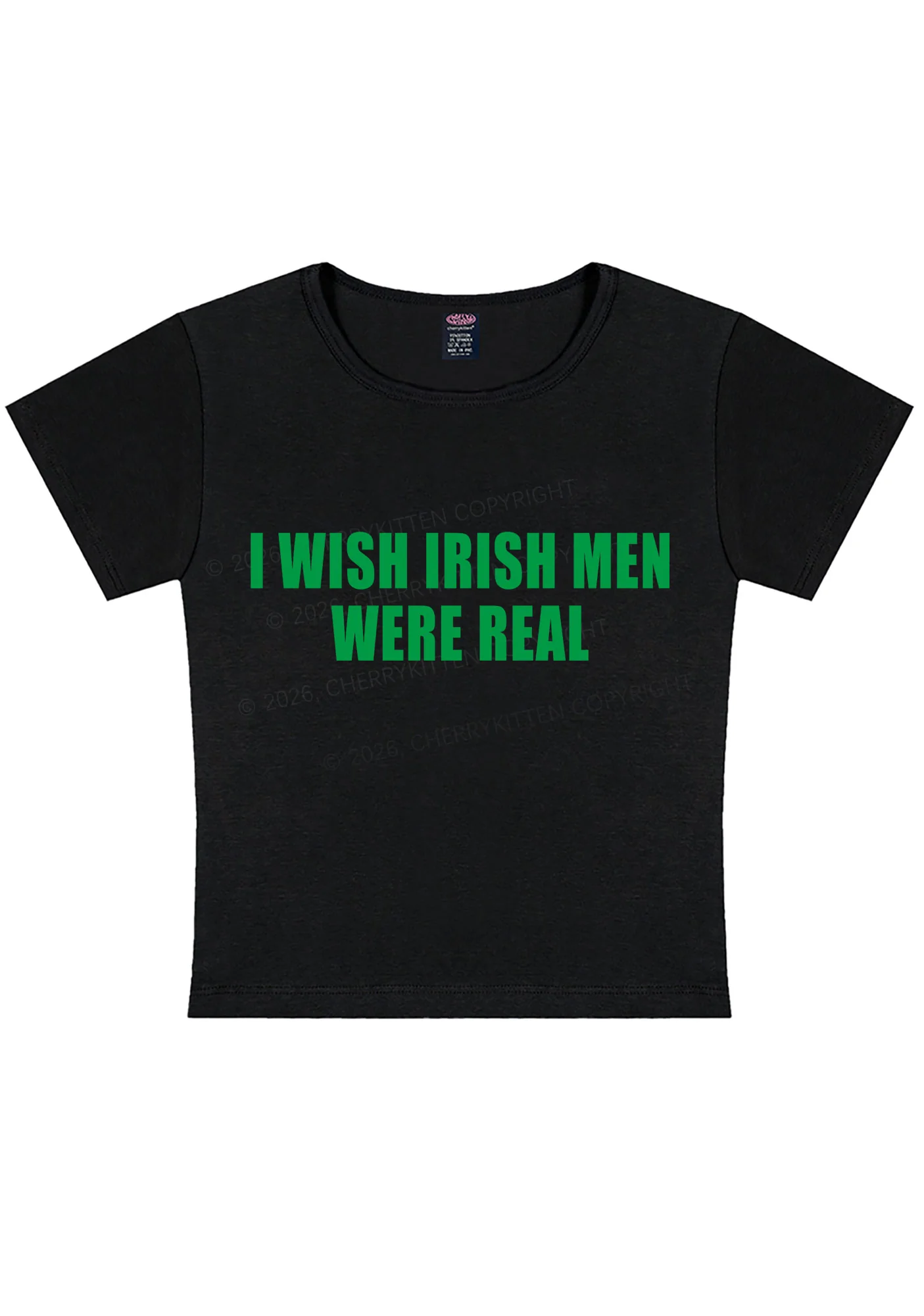 I Wish Irish Men Were Real St Patricks Y2K Baby Tee Cherrykitten - Image 3