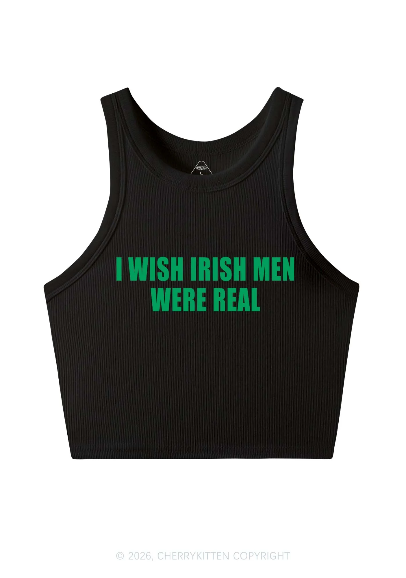 I Wish Irish Men Were Real St Patricks Y2K Crop Tank Top Cherrykitten - Image 3