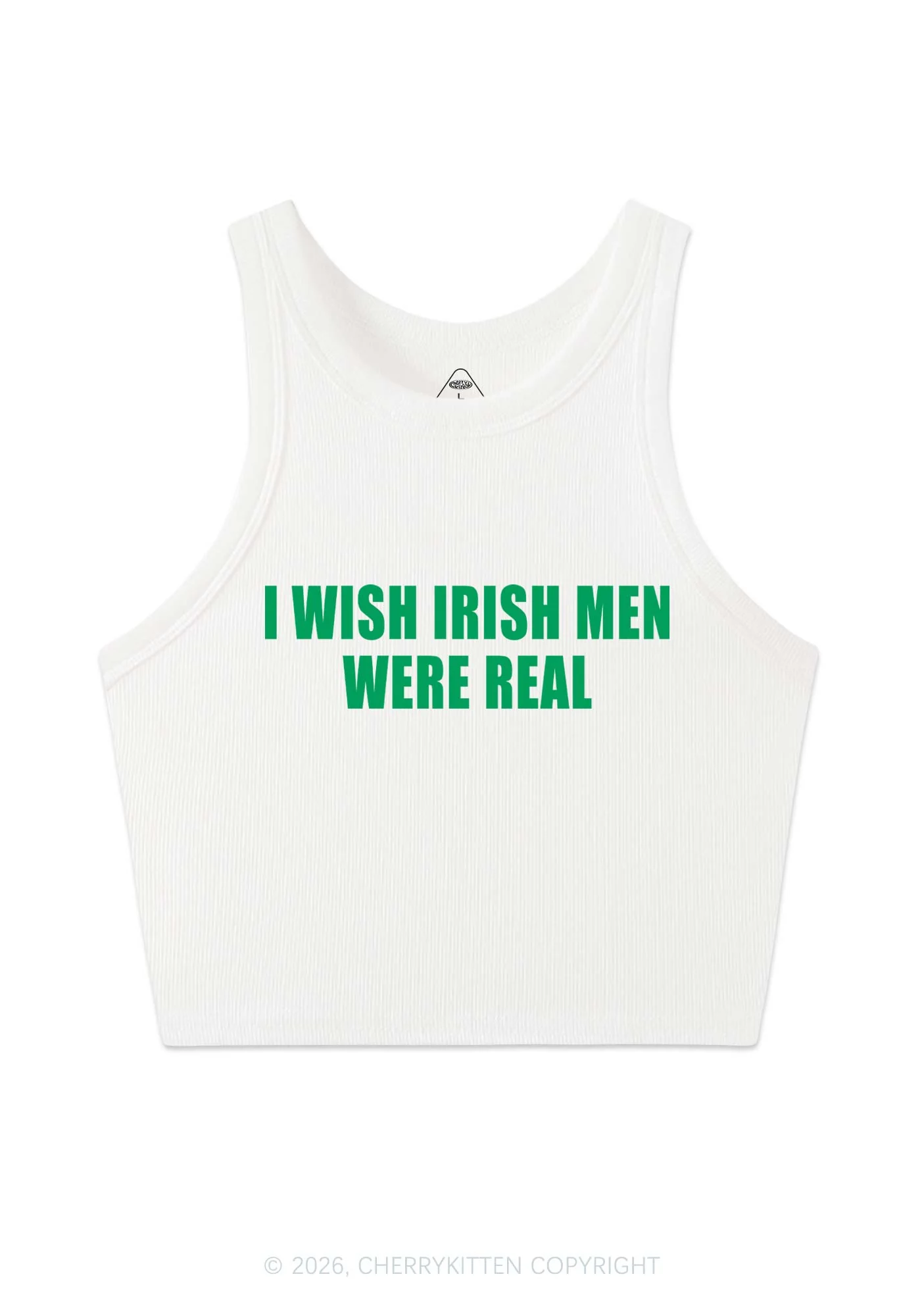 I Wish Irish Men Were Real St Patricks Y2K Crop Tank Top Cherrykitten - Image 4
