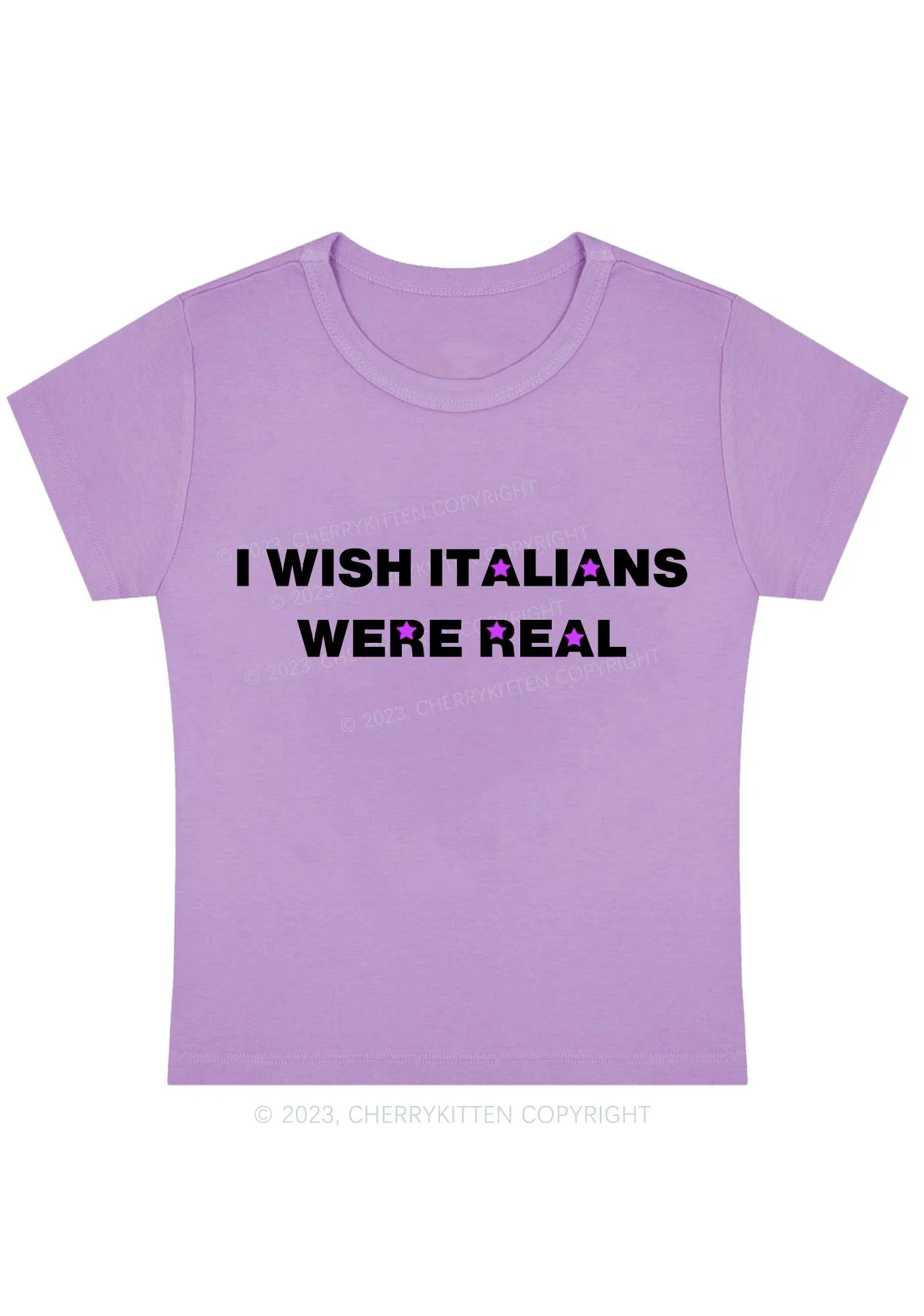 I Wish Italians Were Real Y2K Baby Tee Cherrykitten - Image 4