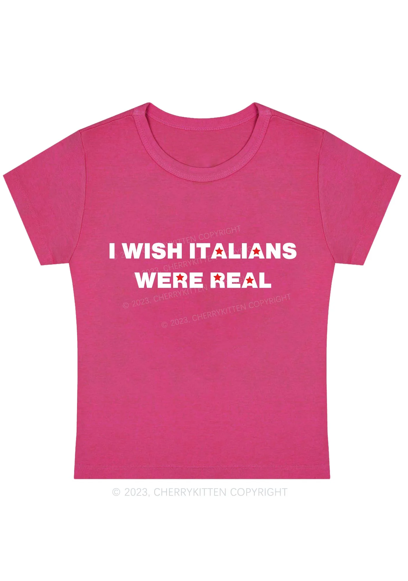 I Wish Italians Were Real Y2K Baby Tee Cherrykitten - Image 5