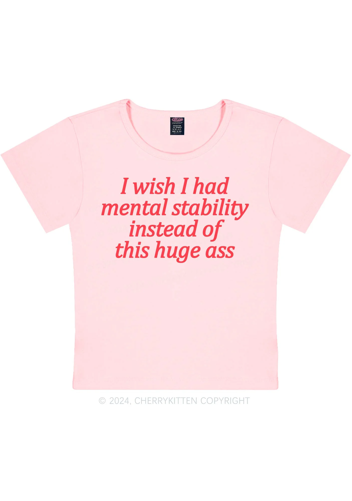 I Wish Mental Stability Y2K Baby Tee Cherrykitten - Image 10