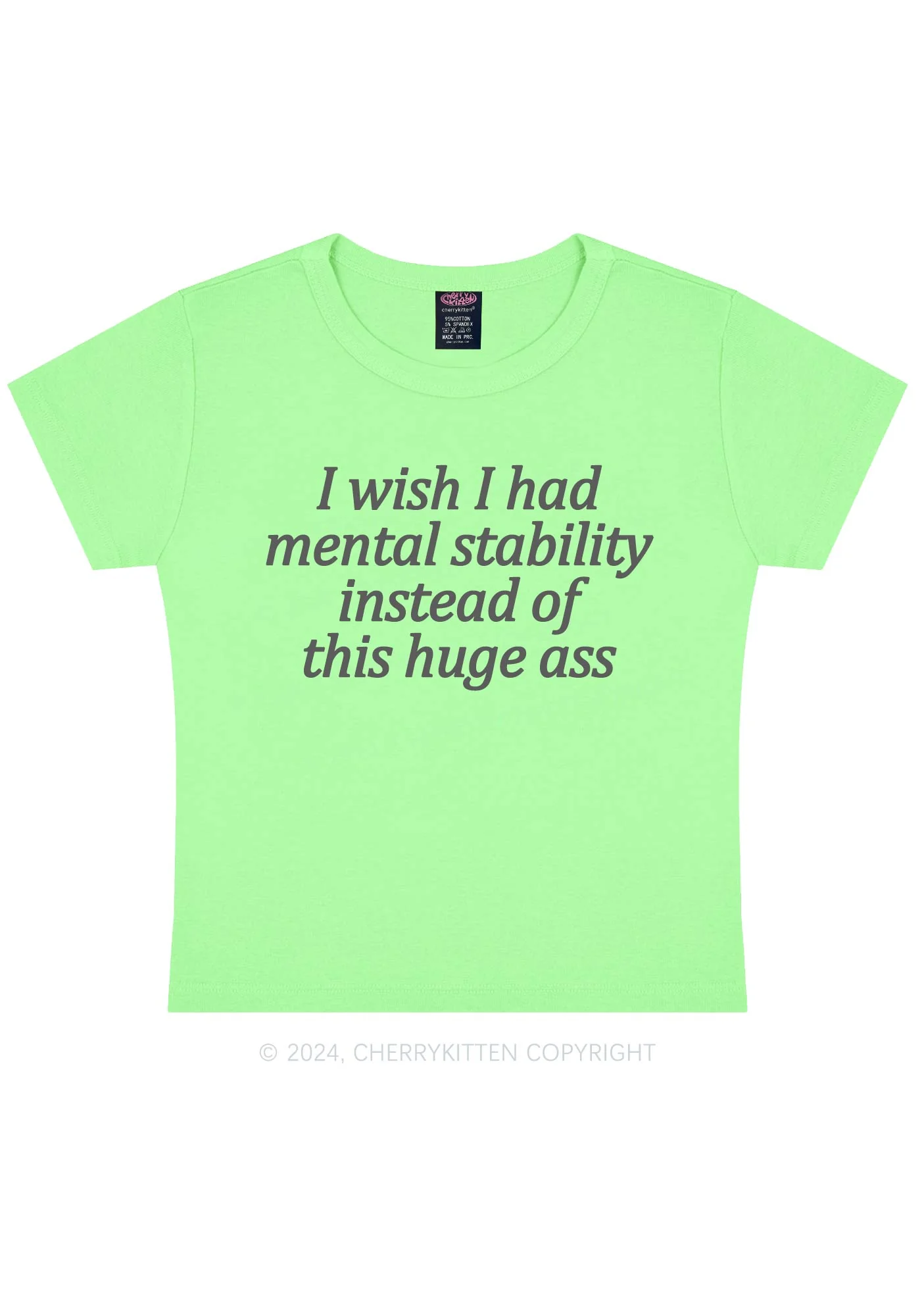 I Wish Mental Stability Y2K Baby Tee Cherrykitten - Image 11