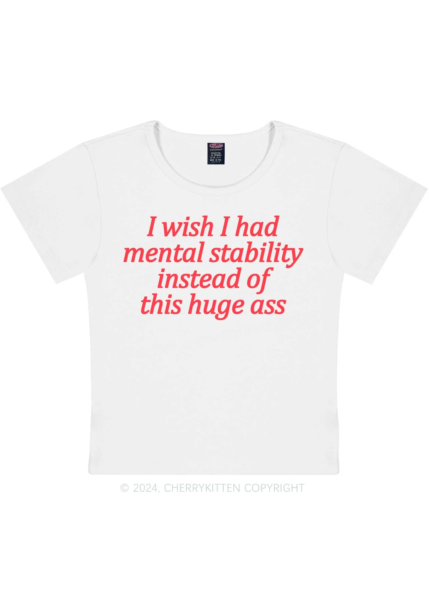 I Wish Mental Stability Y2K Baby Tee Cherrykitten - Image 4