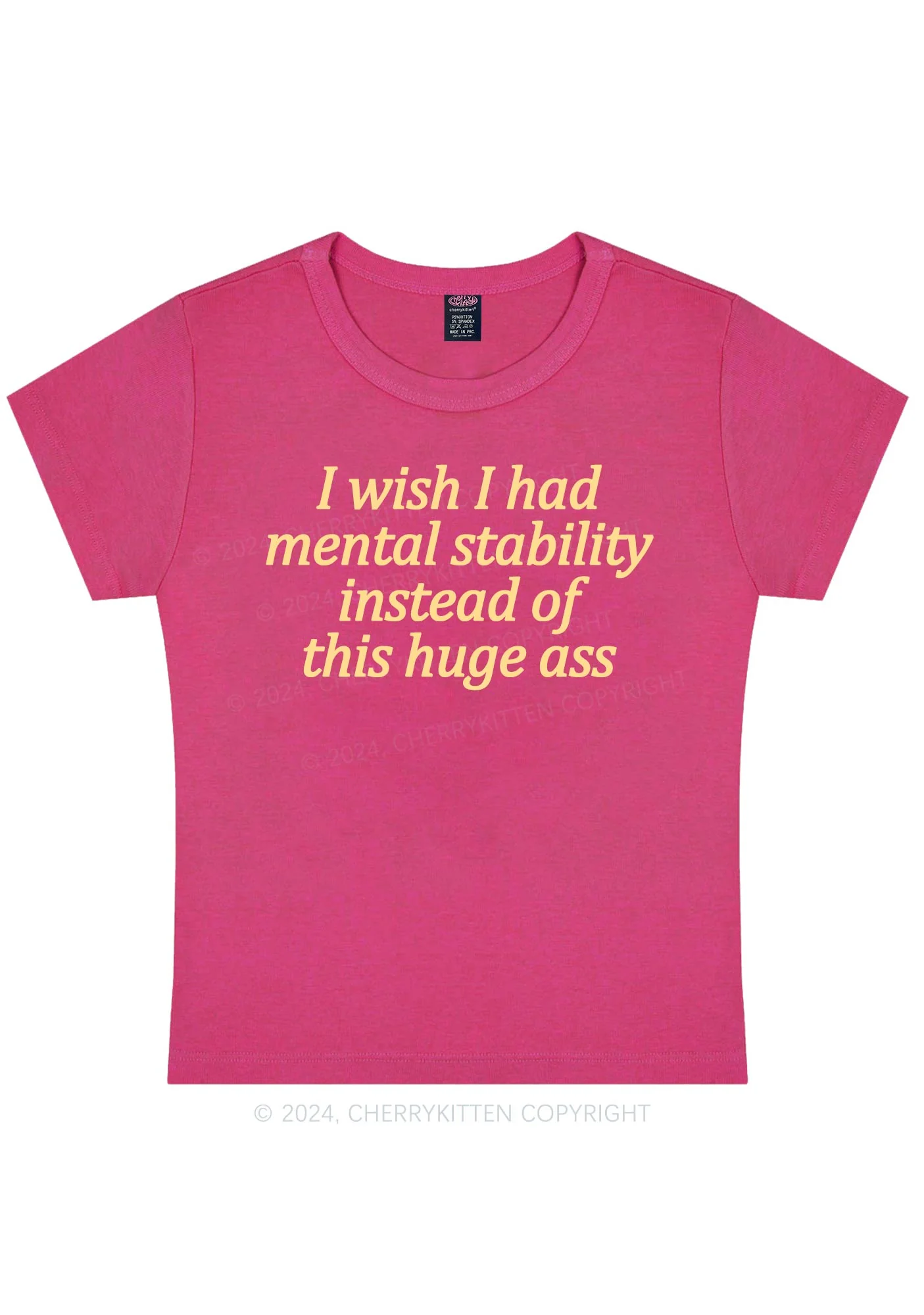I Wish Mental Stability Y2K Baby Tee Cherrykitten - Image 7