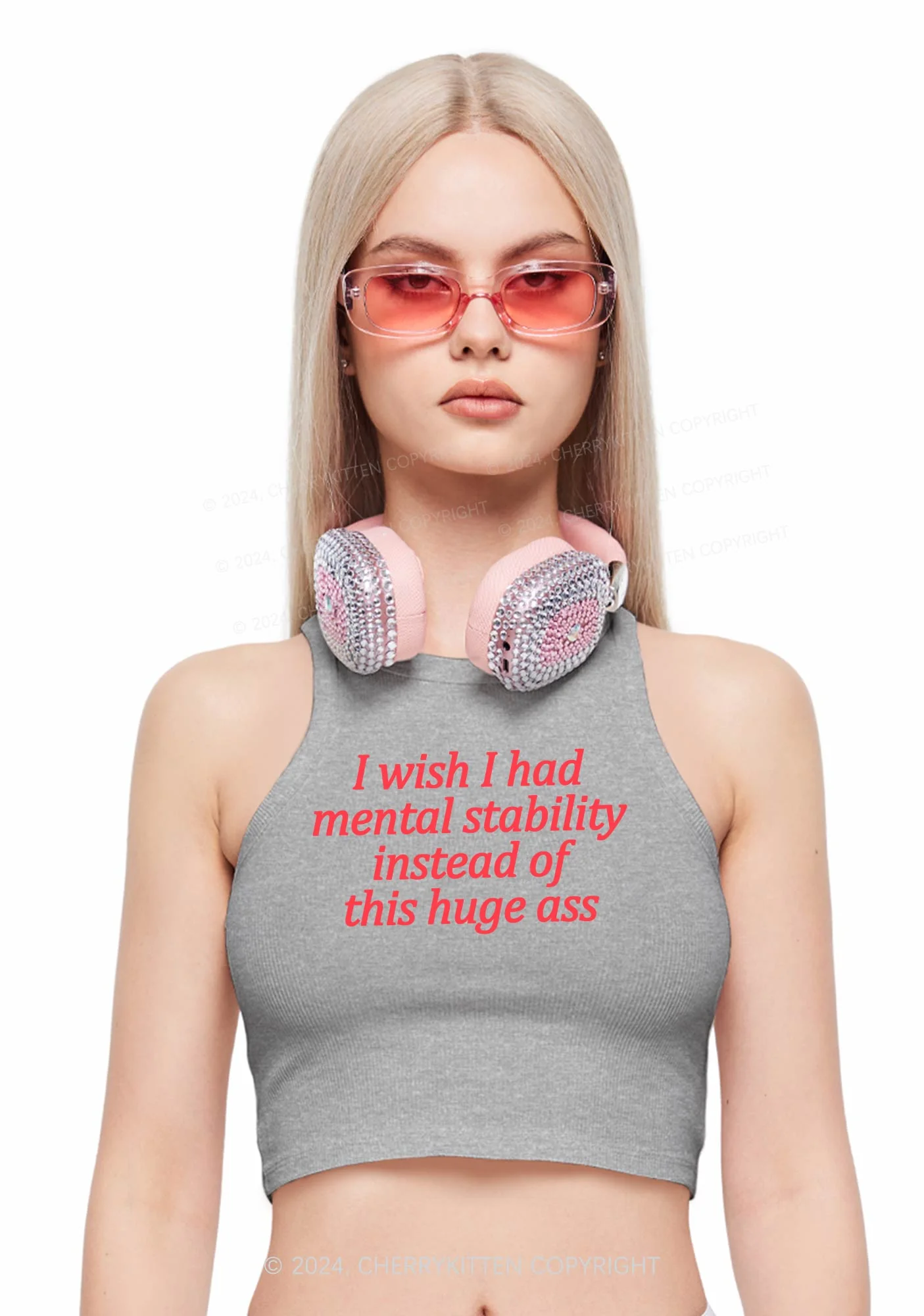 I Wish Mental Stability Y2K Crop Tank Top Cherrykitten - Image 6