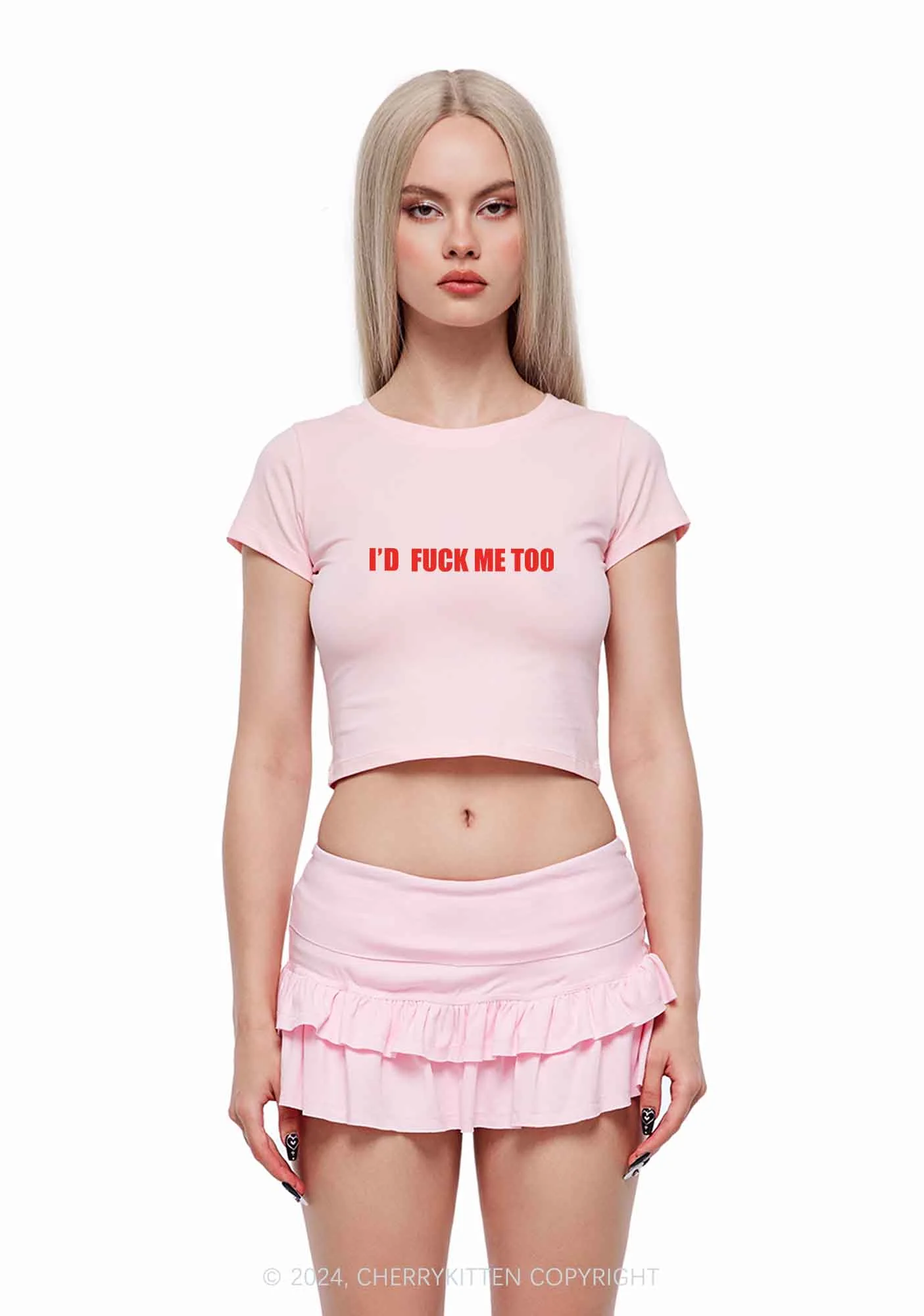 I'd Fxxk Me Too Y2K Baby Tee Cherrykitten - Image 3