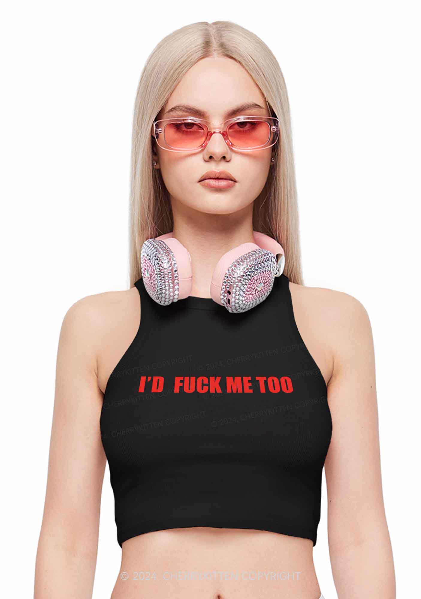 I'd Fxxk Me Too Y2K Crop Tank Top Cherrykitten - Image 2